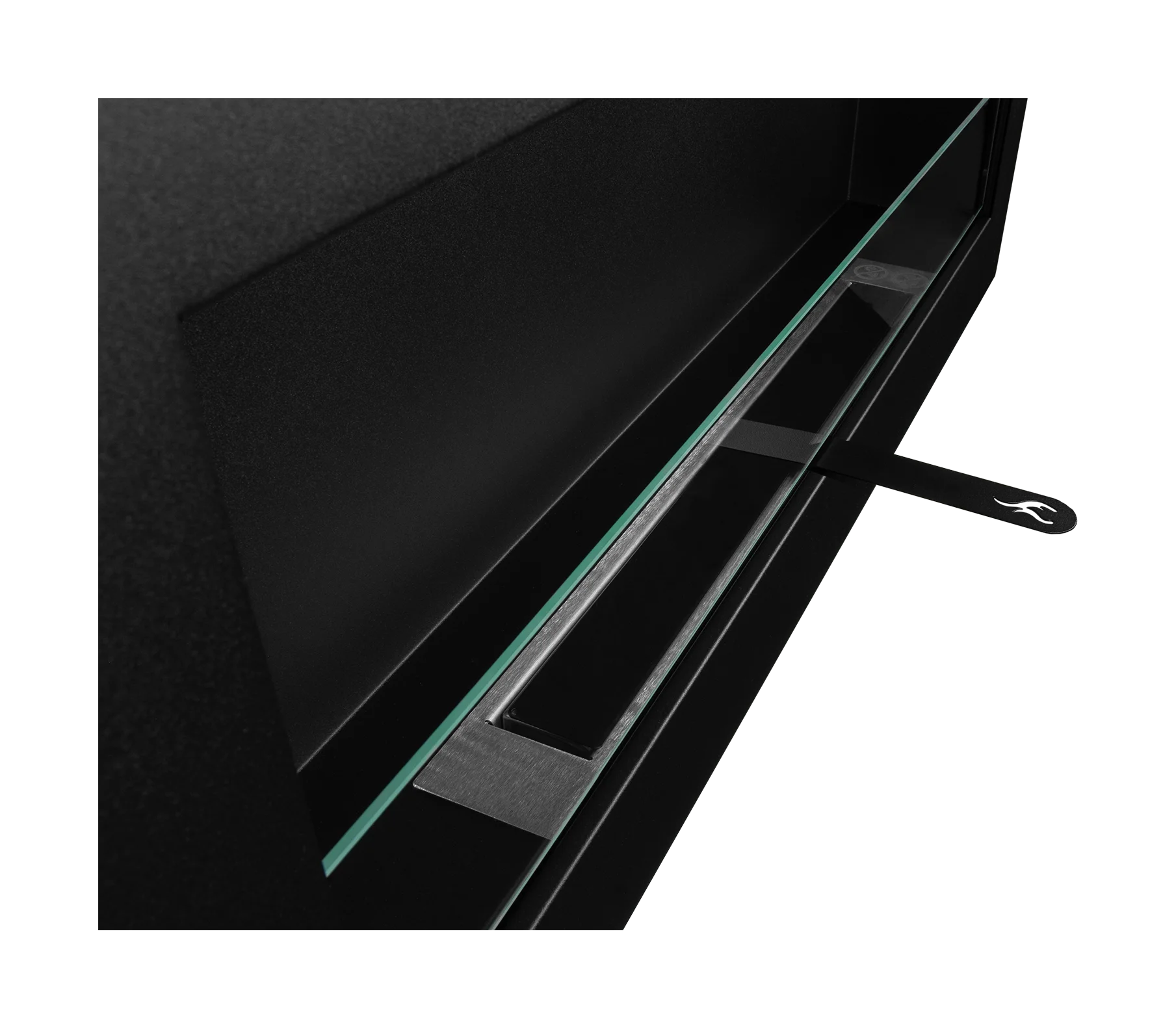 Biokamin Box 900x400 Schwarz mit Glas - IgnisLumina.ch