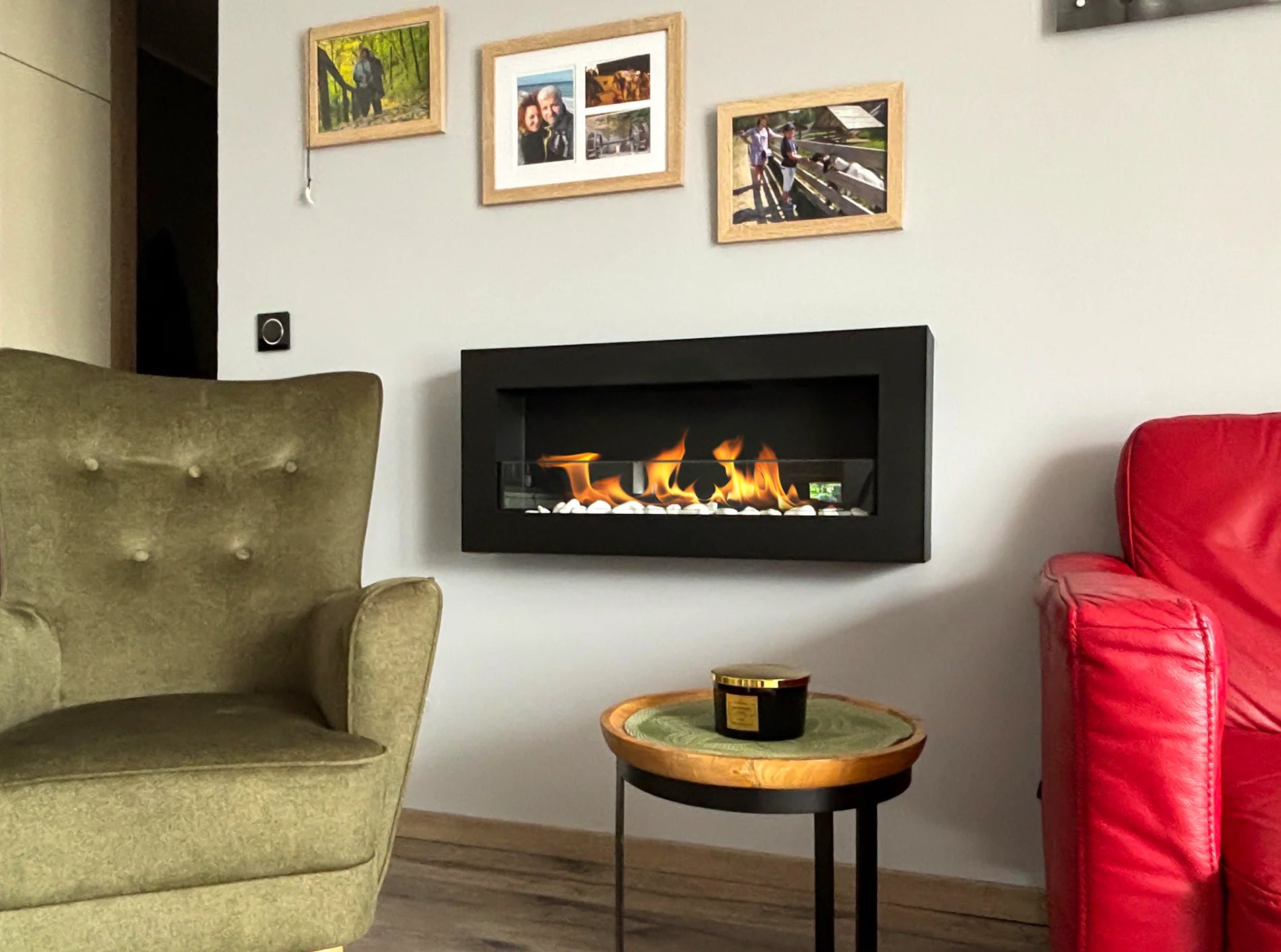 Biokamin Box 900x400 Schwarz mit Glas - IgnisLumina.ch