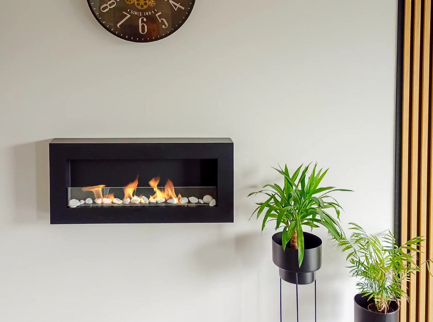 Biokamin Box 900x400 Schwarz mit Glas - IgnisLumina.ch