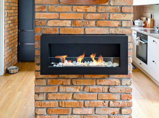 Biokamin Box 900x400 Schwarz mit Glas - IgnisLumina.ch