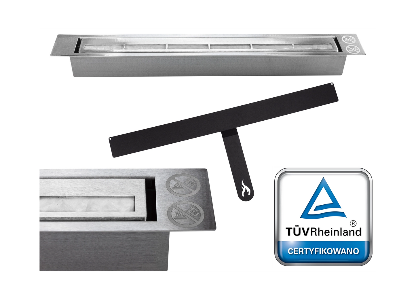 Biokamin Box 900x400 Schwarz mit Glas - IgnisLumina.ch