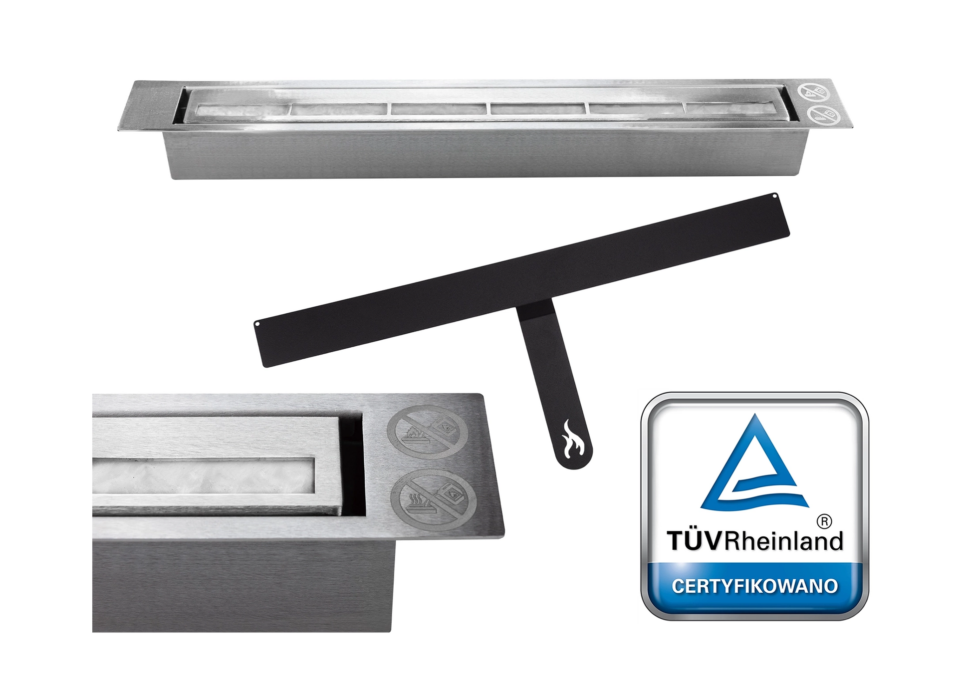 Biokamin Box 900x400 Schwarz mit Glas - IgnisLumina.ch