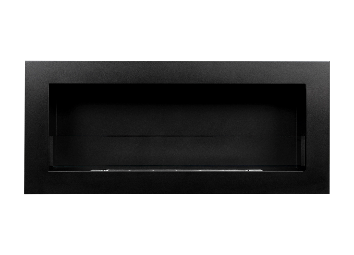 Biokamin 900x400 SLIM Schwarz Strukturiert mit Glas - IgnisLumina.ch