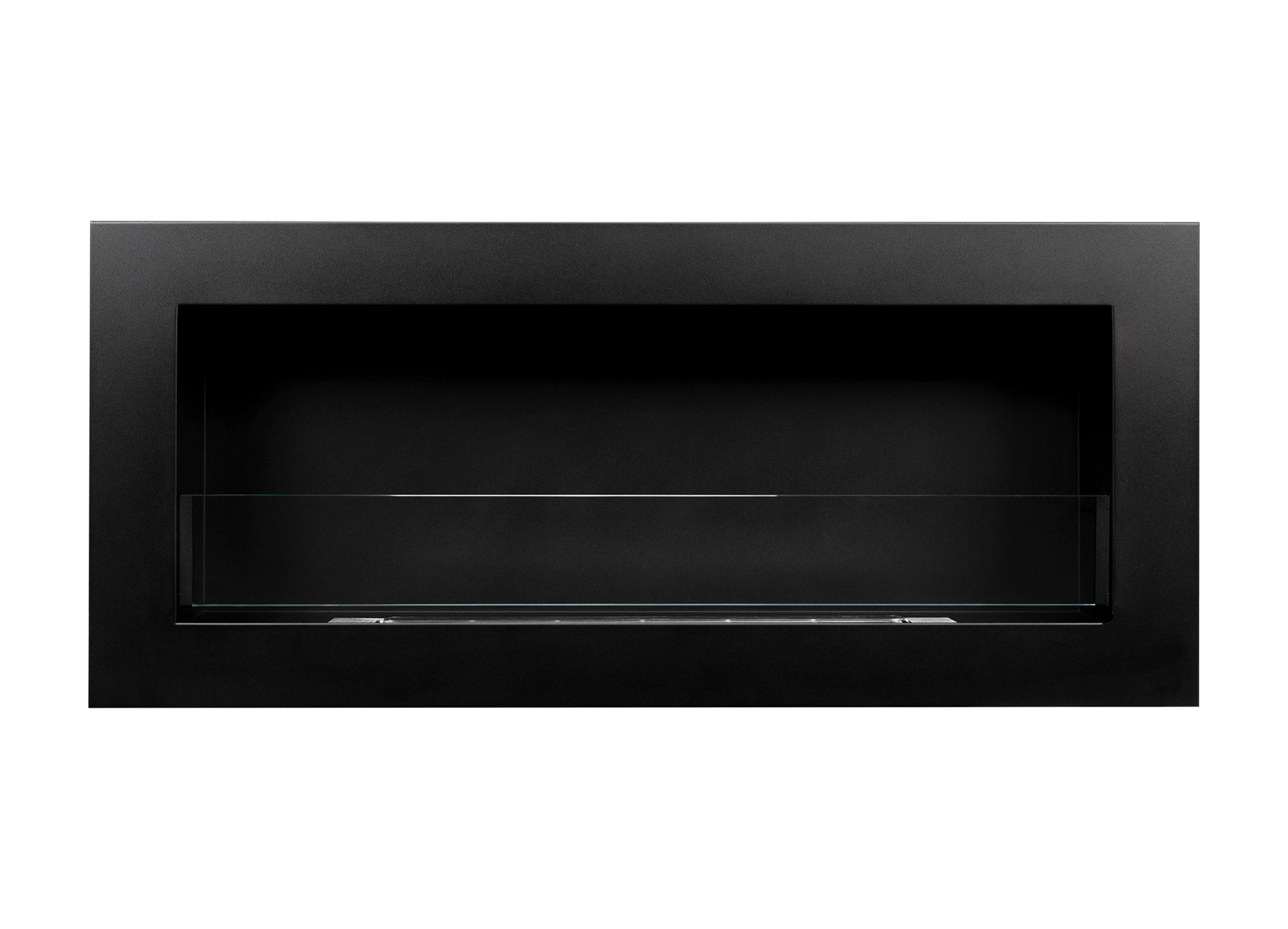 Biokamin 900x400 SLIM Schwarz Strukturiert mit Glas - IgnisLumina.ch