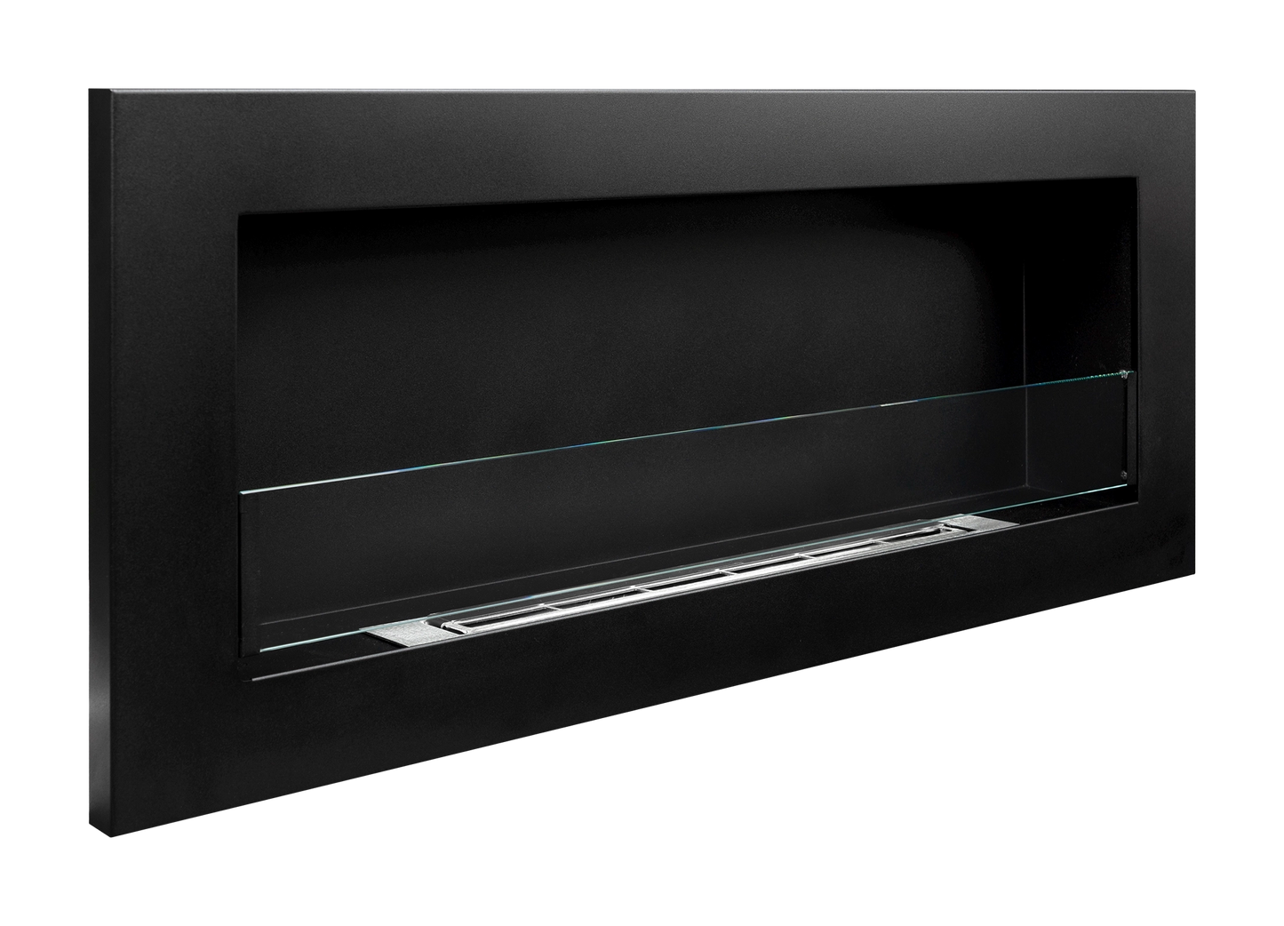 Biokamin 900x400 SLIM Schwarz Strukturiert mit Glas - IgnisLumina.ch