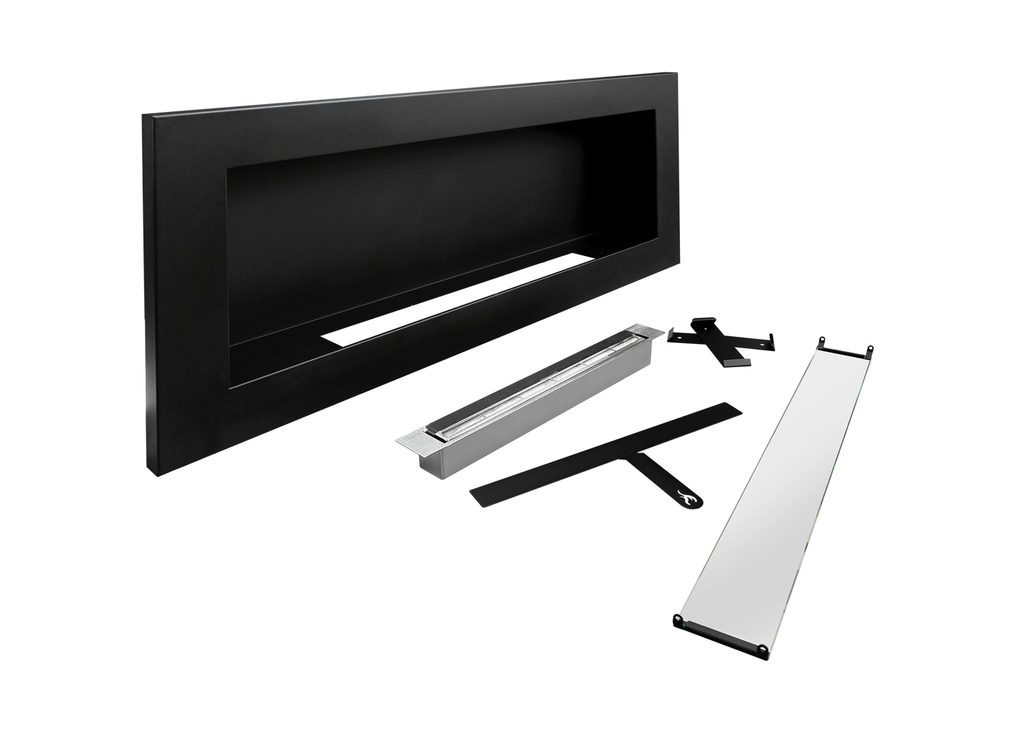 Biokamin 900x400 SLIM Schwarz Strukturiert mit Glas - IgnisLumina.ch