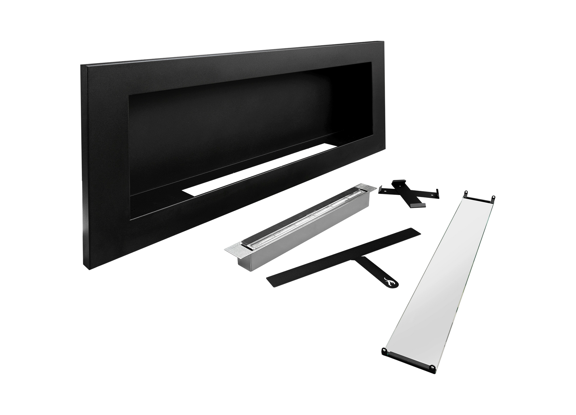 Biokamin 900x400 SLIM Schwarz Strukturiert mit Glas - IgnisLumina.ch