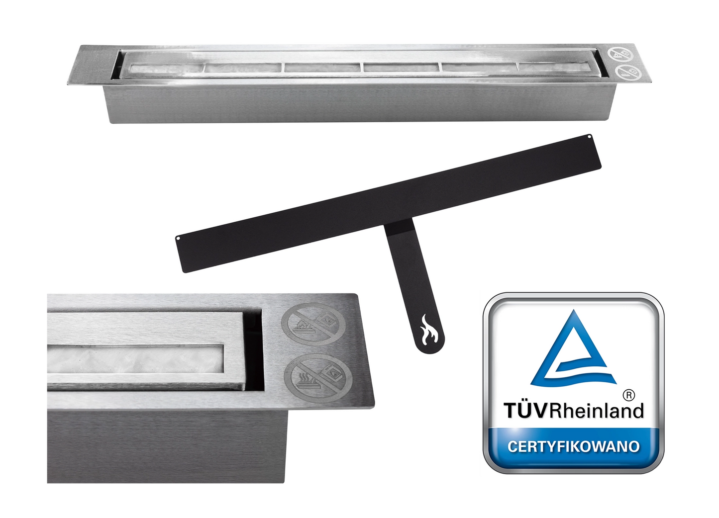 Biokamin 900x400 mit Glas Weiß Hochglanz - IgnisLumina.ch