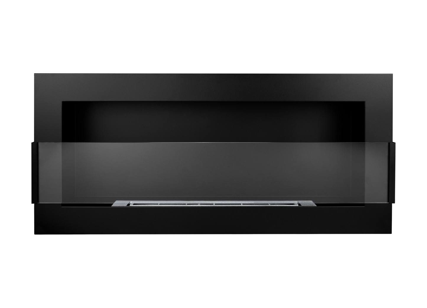 Biokamin 900x400 mit Glas Schwarz Strukturiert - IgnisLumina.ch