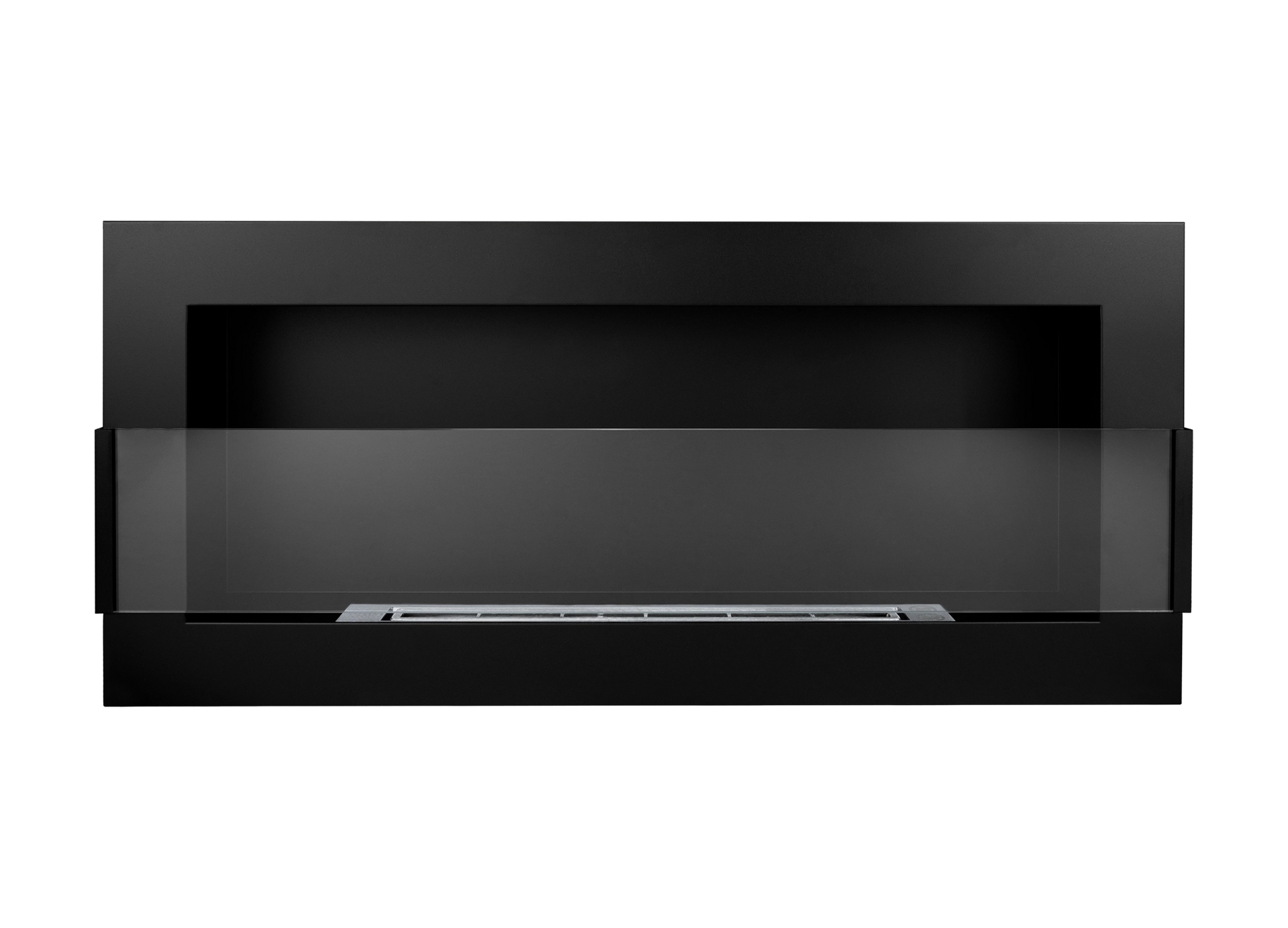 Biokamin 900x400 mit Glas Schwarz Strukturiert - IgnisLumina.ch