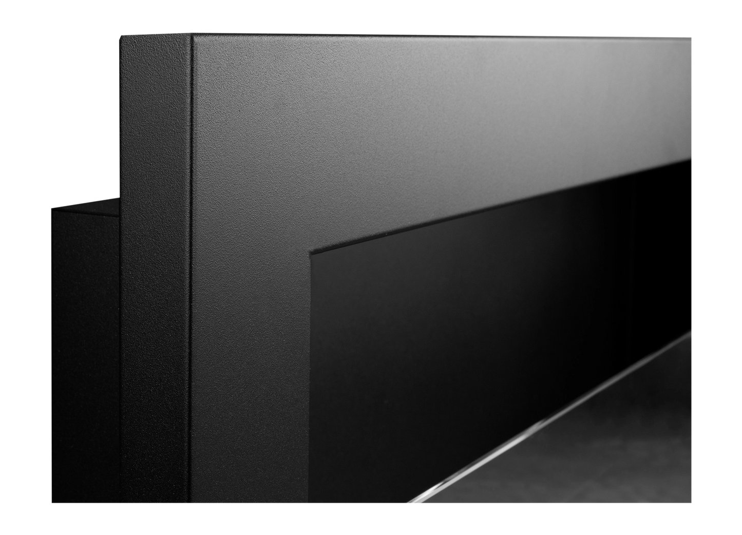 Biokamin 900x400 mit Glas Schwarz Strukturiert - IgnisLumina.ch