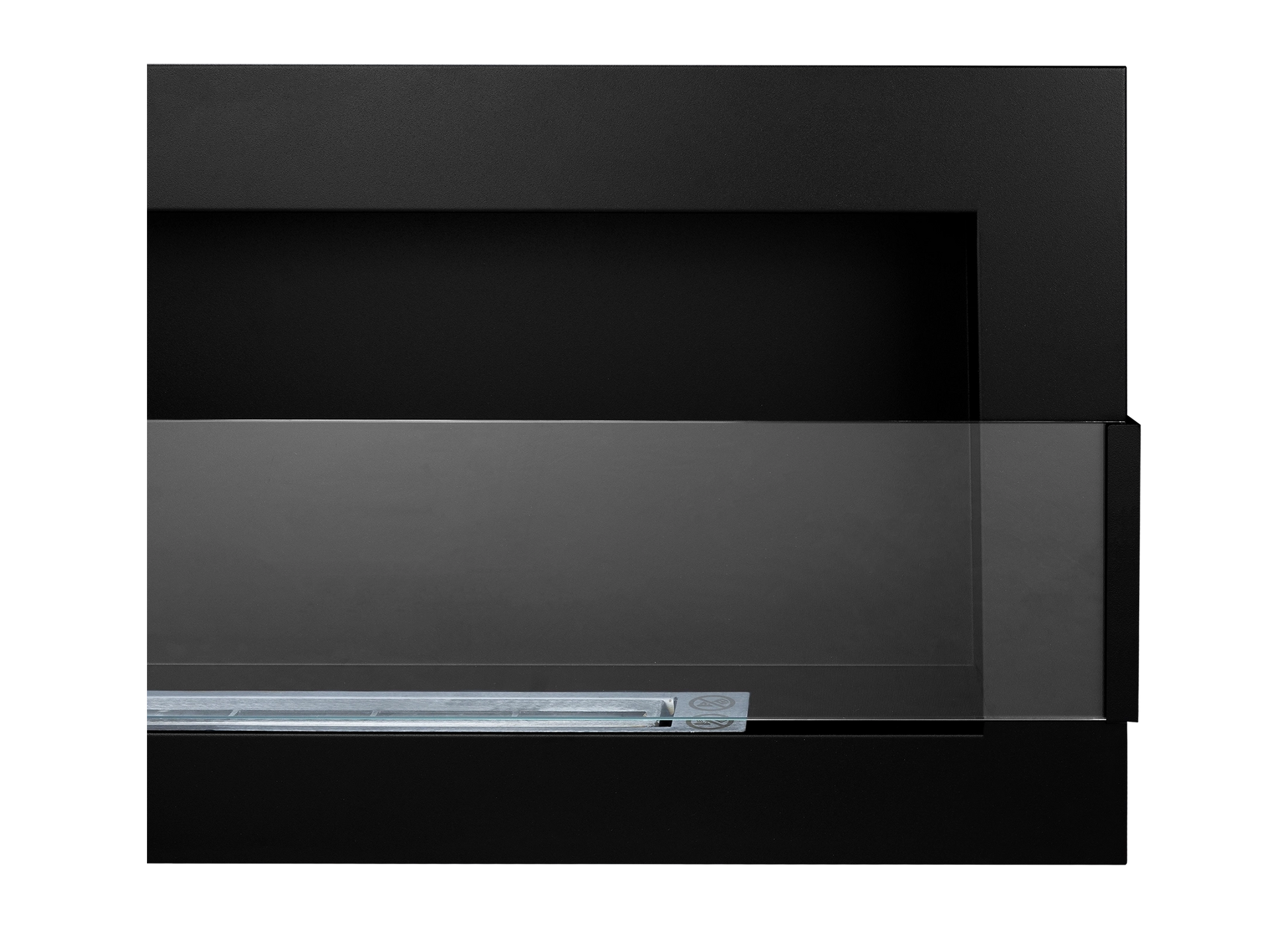 Biokamin 900x400 mit Glas Schwarz Strukturiert - IgnisLumina.ch