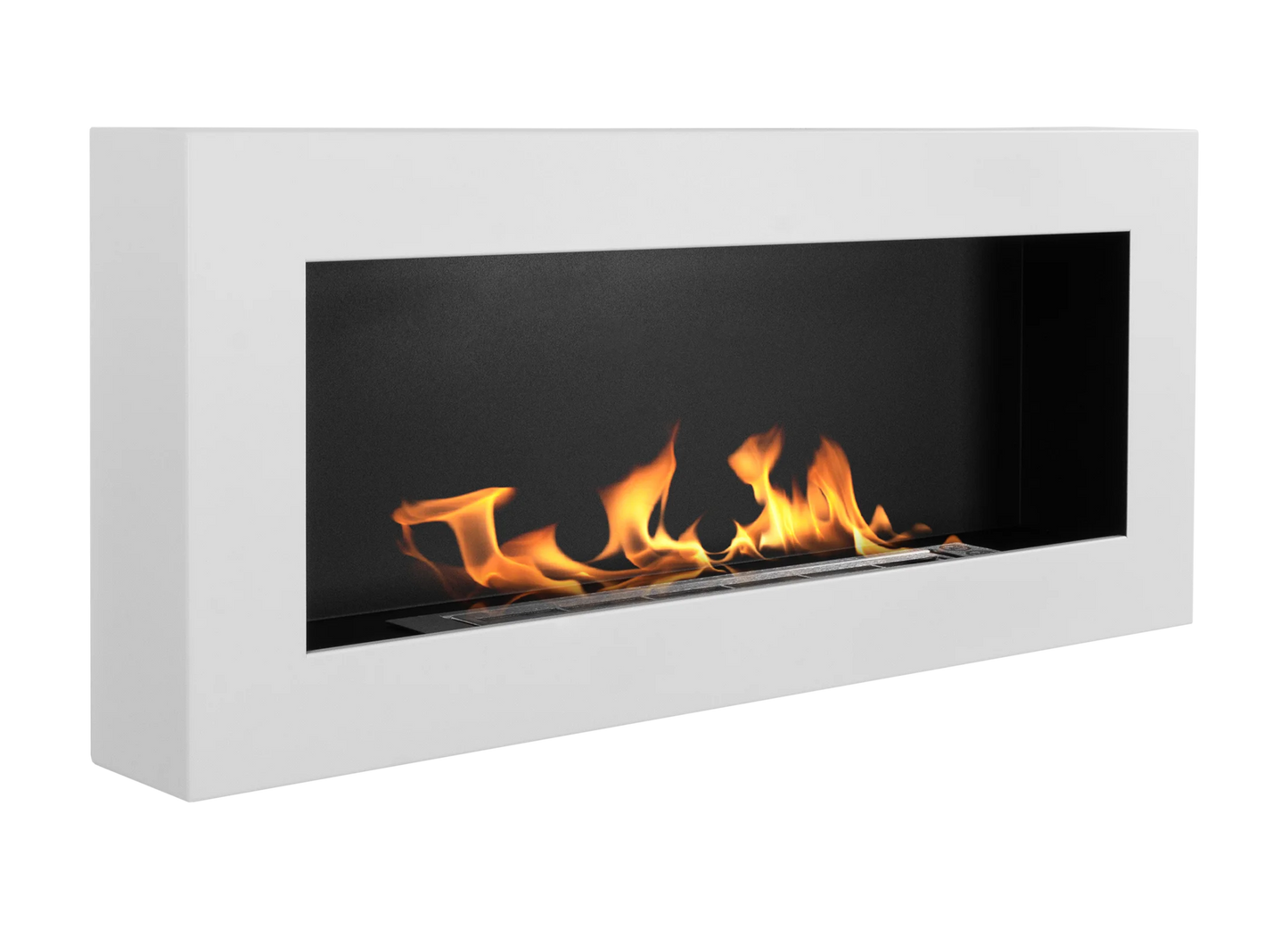 Wand-Biokamin 900x400 Box Weiß Strukturiert Matt - IgnisLumina.ch