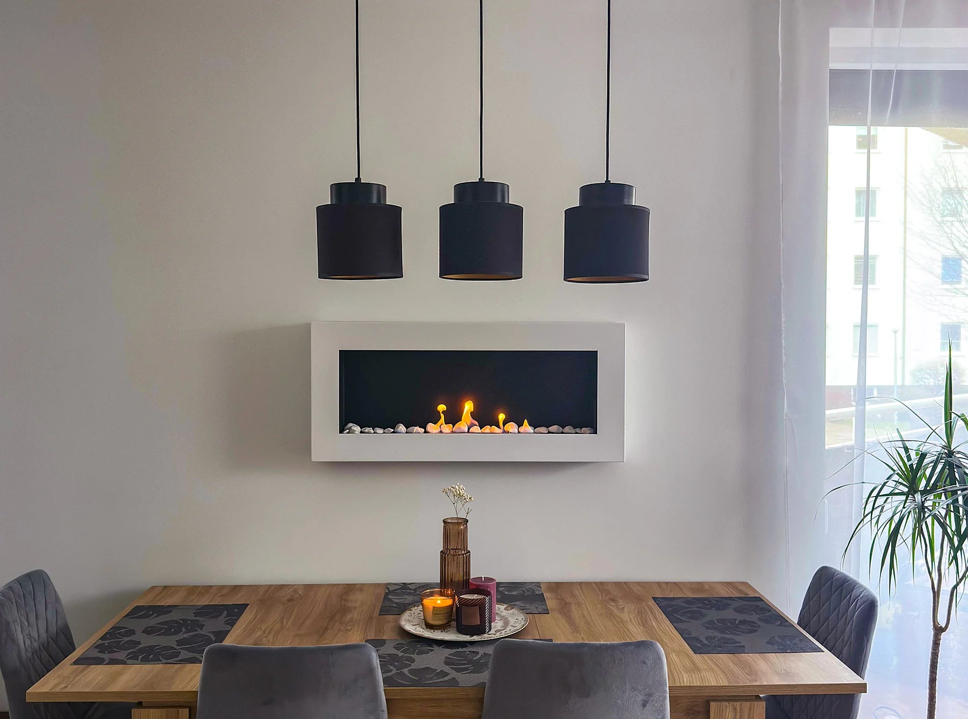 Wand-Biokamin 900x400 Box Weiß Strukturiert Matt - IgnisLumina.ch