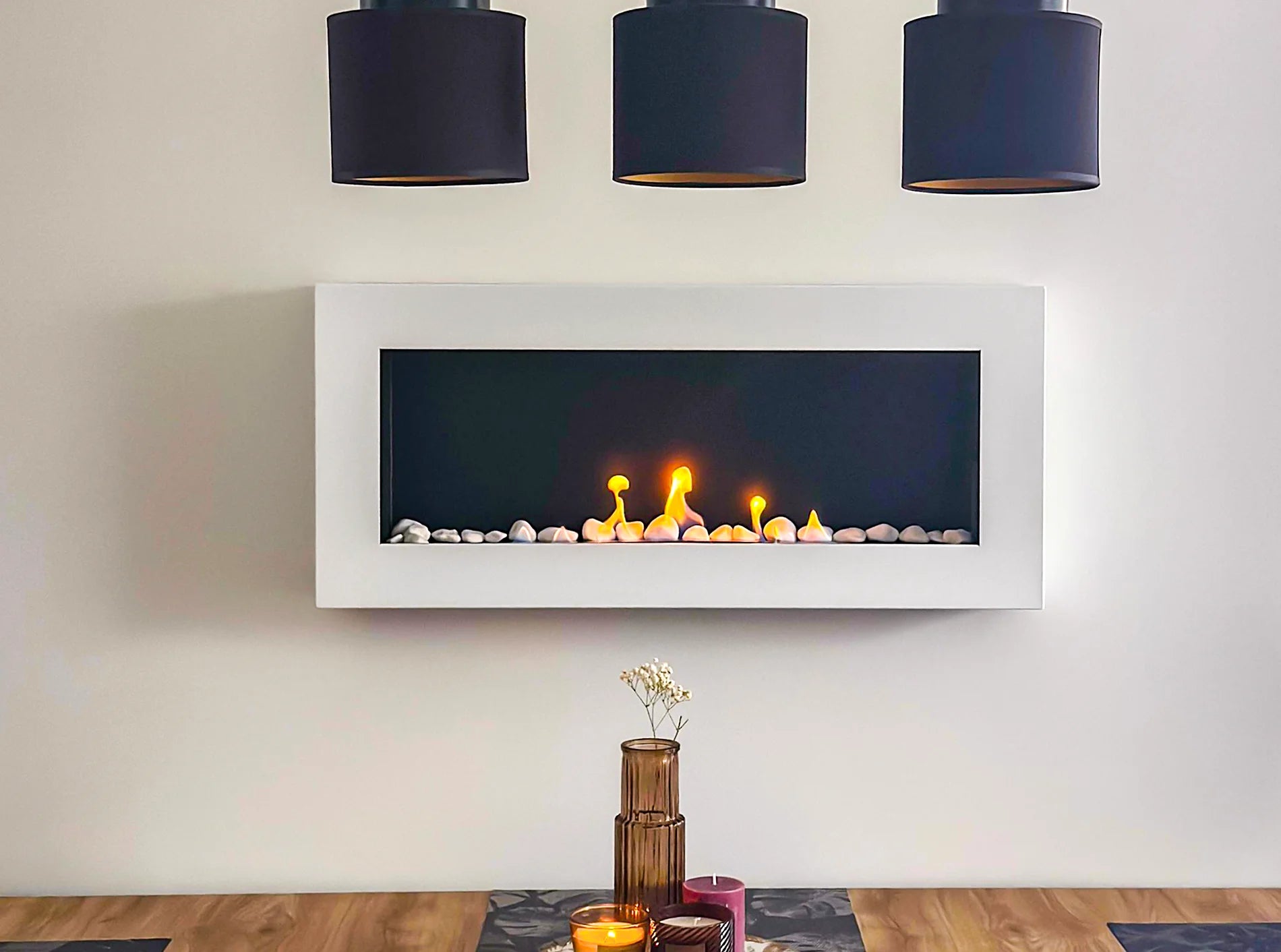 Wand-Biokamin 900x400 Box Weiß Strukturiert Matt - IgnisLumina.ch