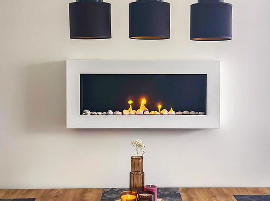 Wand-Biokamin 900x400 Box Weiß Strukturiert Matt - IgnisLumina.ch