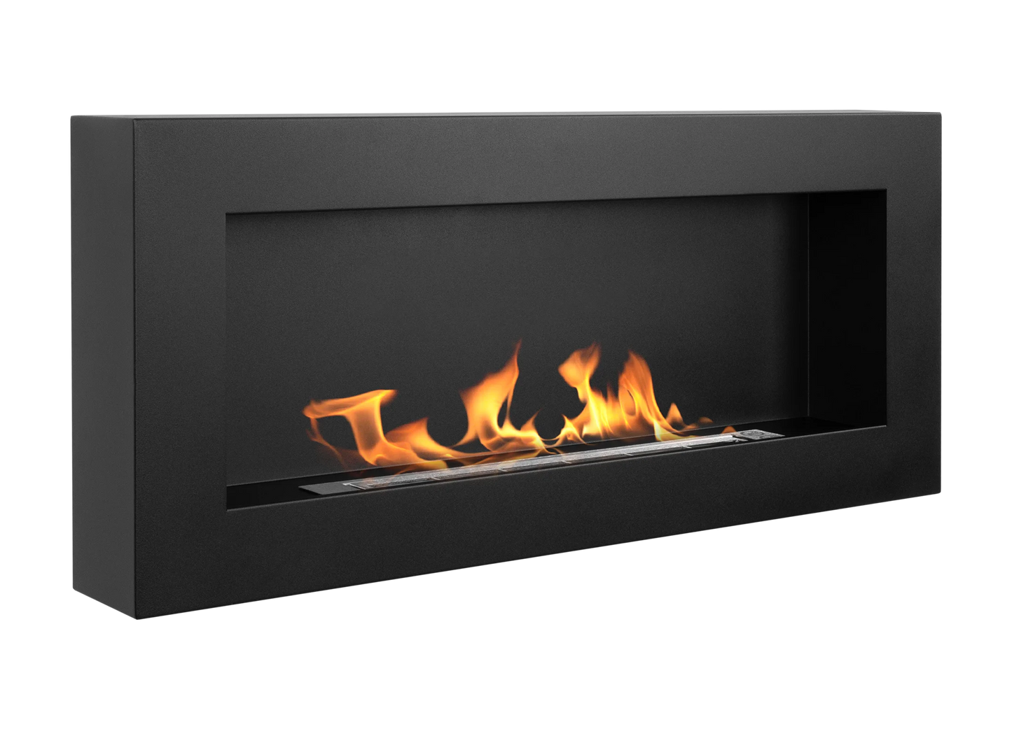 Wand-Biokamin 900x400 Box Schwarz Strukturiert Matt - IgnisLumina.ch