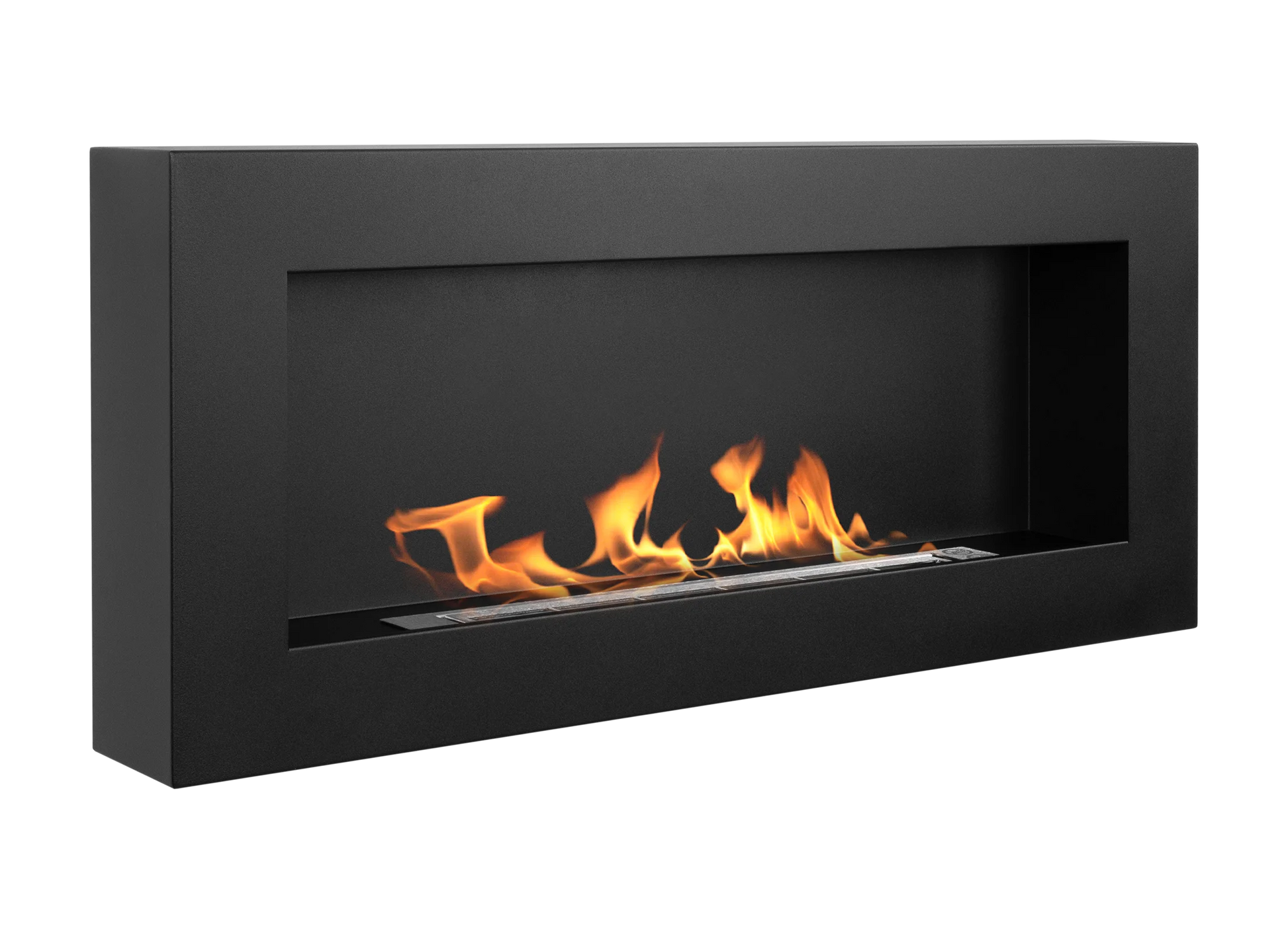 Wand-Biokamin 900x400 Box Schwarz Strukturiert Matt - IgnisLumina.ch