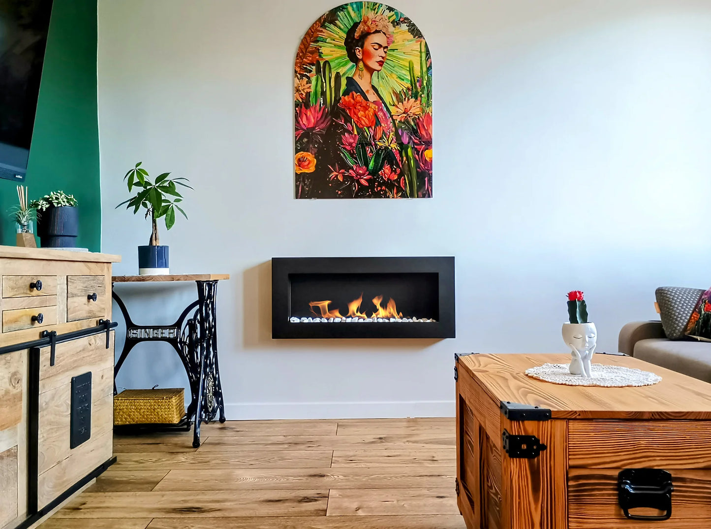 Wand-Biokamin 900x400 Box Schwarz Strukturiert Matt - IgnisLumina.ch