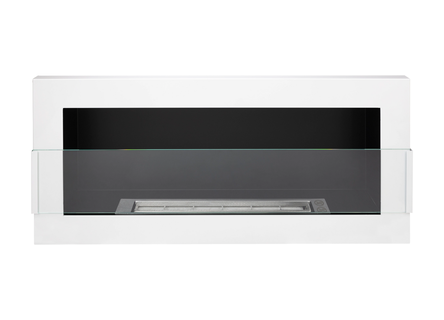 Biokamin 900x400 mit Glas Weiß Hochglanz - IgnisLumina.ch