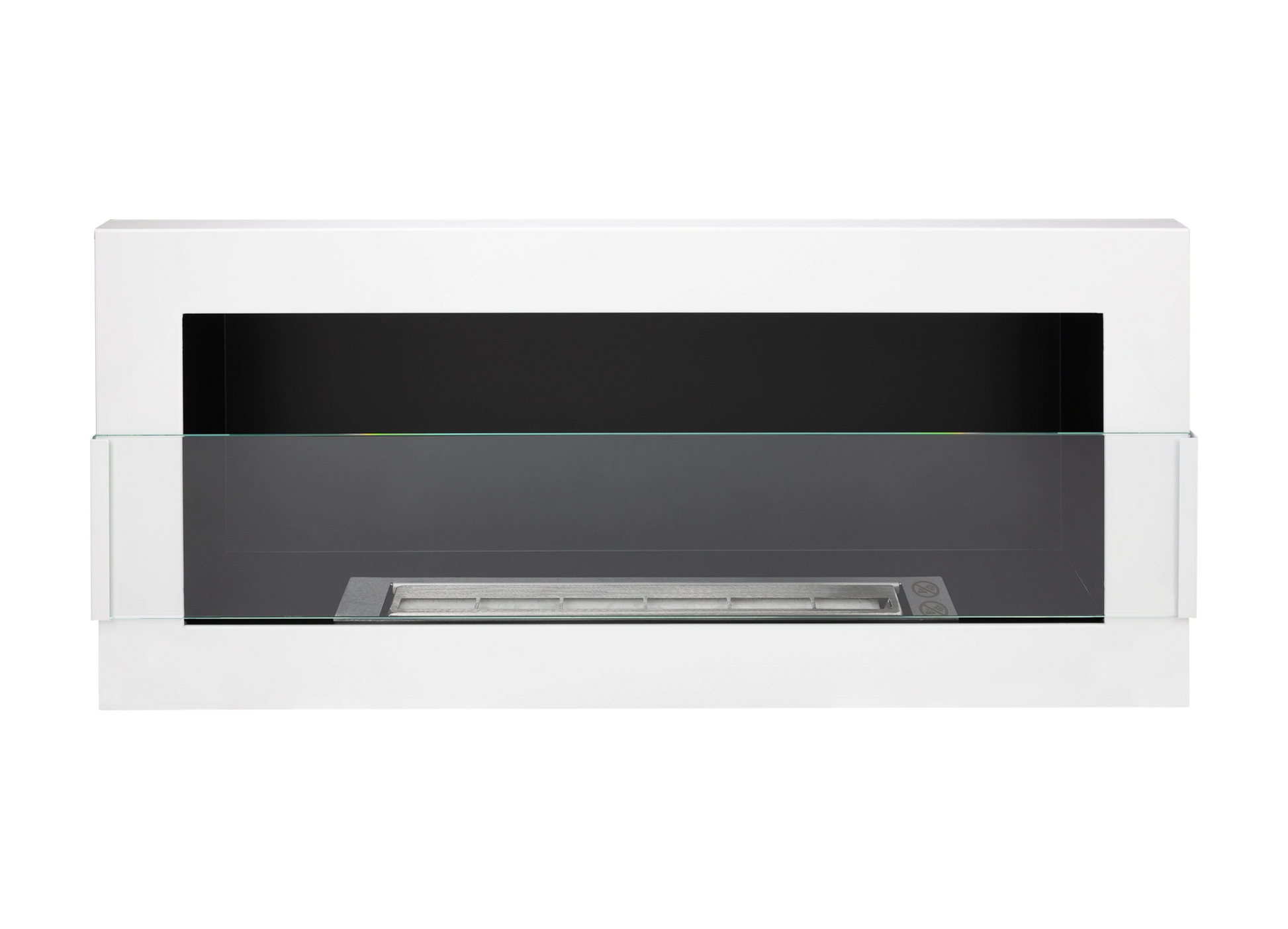 Biokamin 900x400 mit Glas Weiß Hochglanz - IgnisLumina.ch