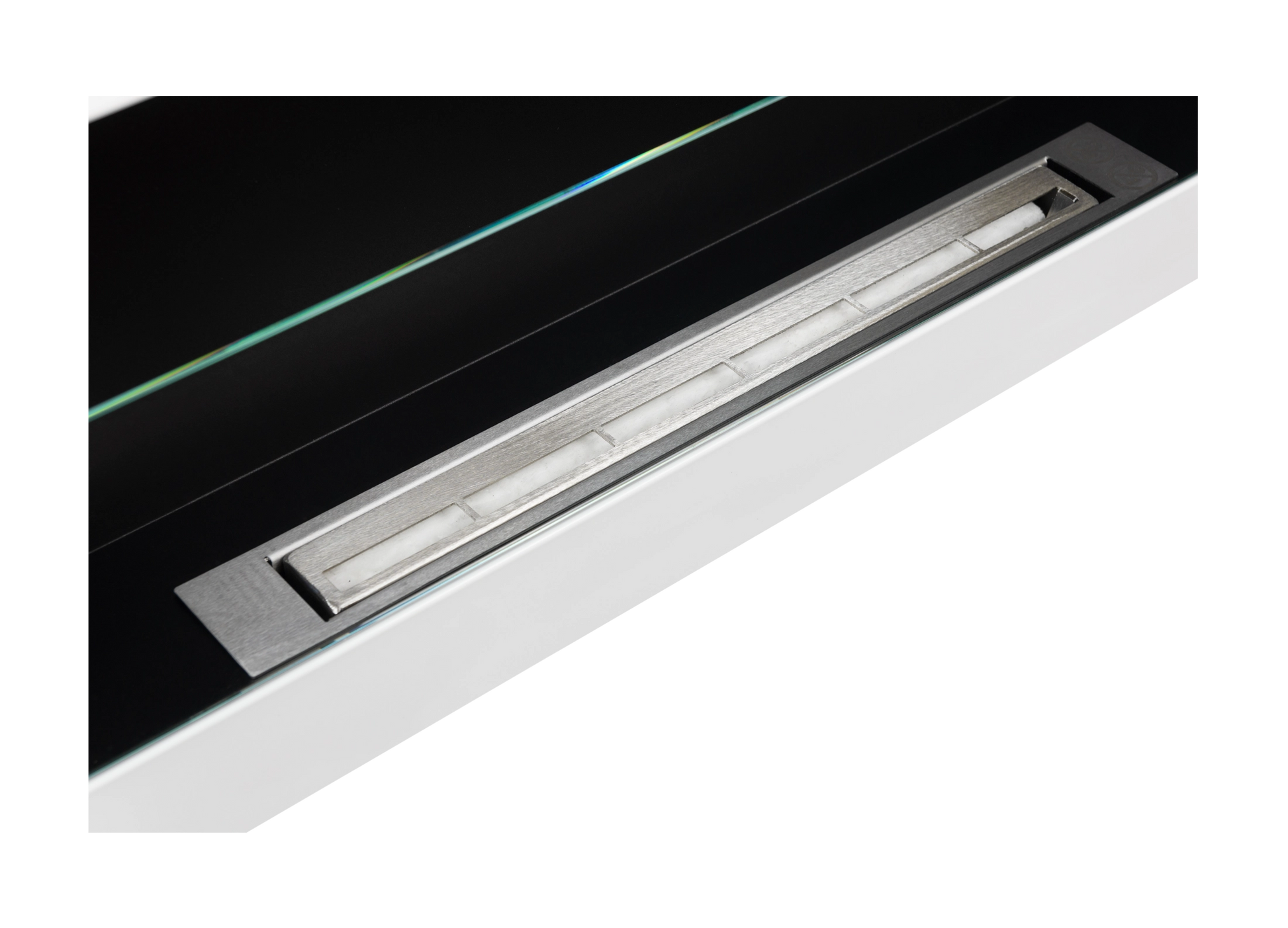 Biokamin 900x400 mit Glas Weiß Hochglanz - IgnisLumina.ch