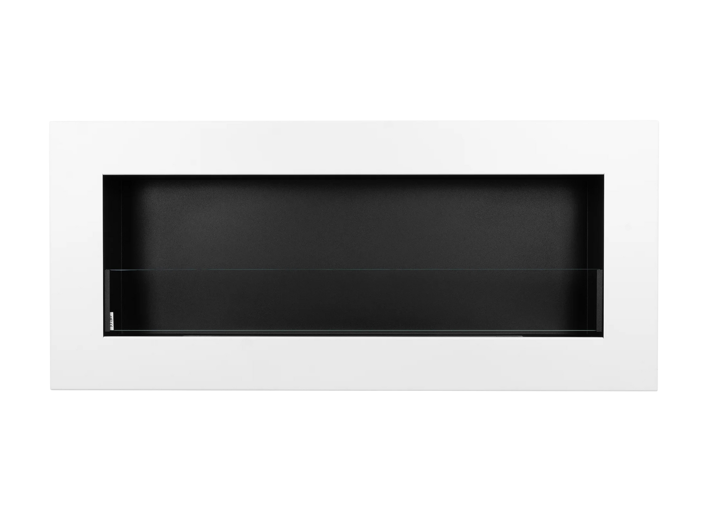 Wand-Biokamin mit Glas 900x400 Box Weiß Strukturiert Matt - IgnisLumina.ch