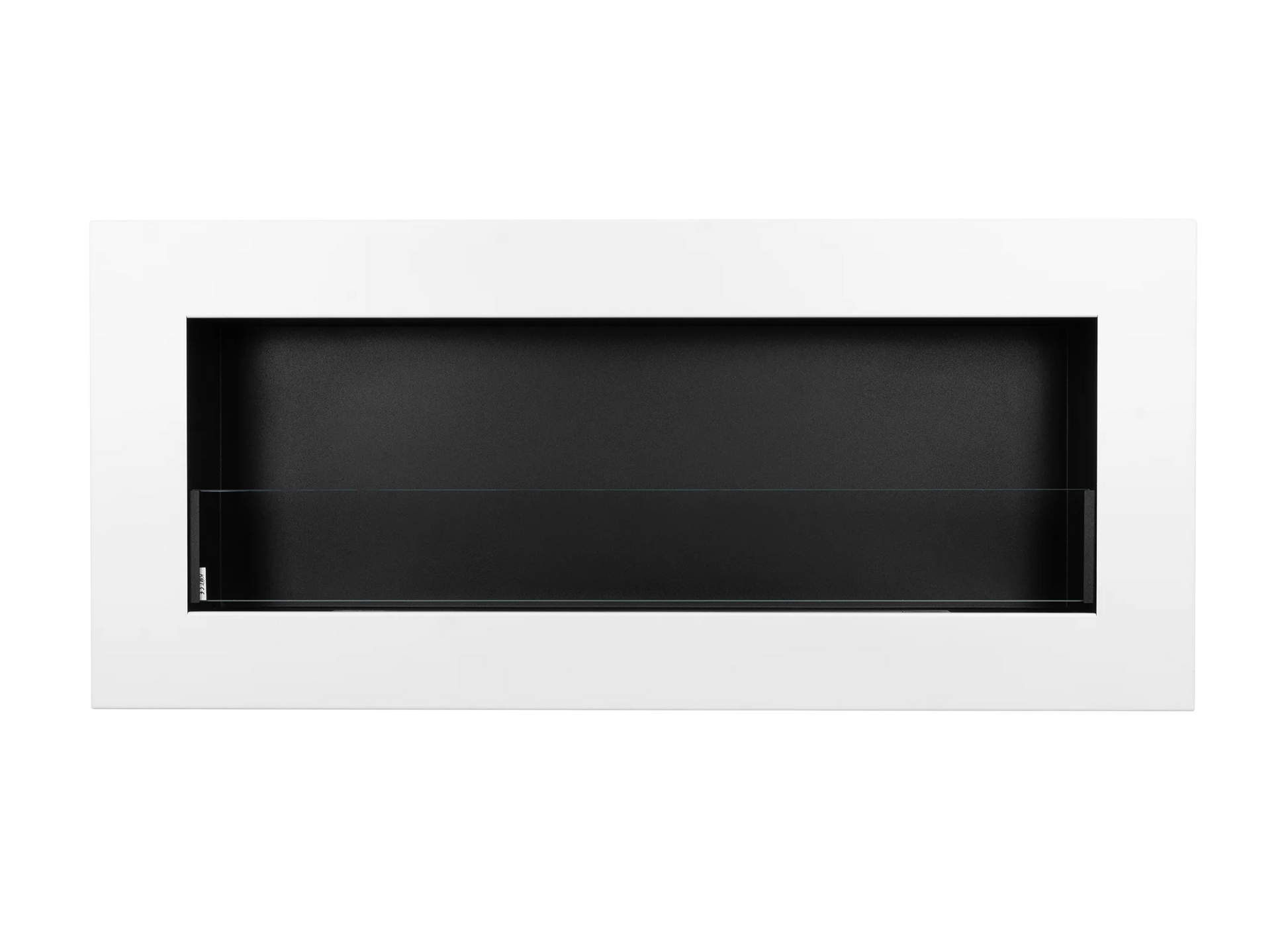 Wand-Biokamin mit Glas 900x400 Box Weiß Strukturiert Matt - IgnisLumina.ch