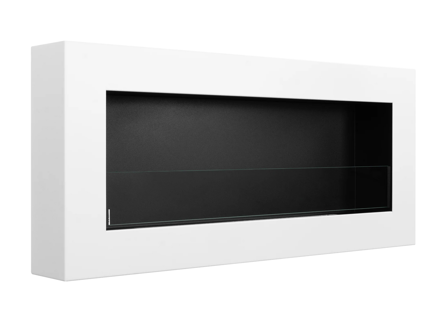 Wand-Biokamin mit Glas 900x400 Box Weiß Strukturiert Matt - IgnisLumina.ch