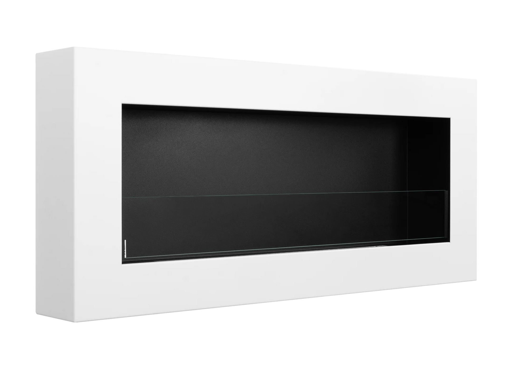 Wand-Biokamin mit Glas 900x400 Box Weiß Strukturiert Matt - IgnisLumina.ch