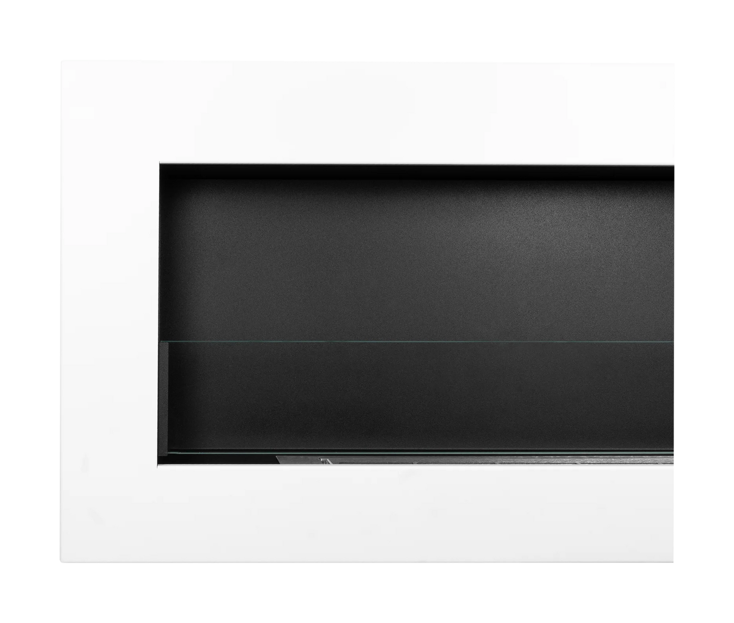 Wand-Biokamin mit Glas 900x400 Box Weiß Strukturiert Matt - IgnisLumina.ch