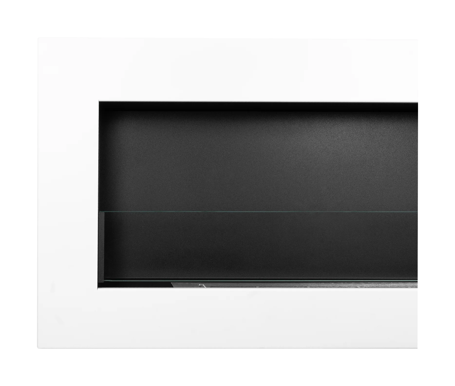 Wand-Biokamin mit Glas 900x400 Box Weiß Strukturiert Matt - IgnisLumina.ch