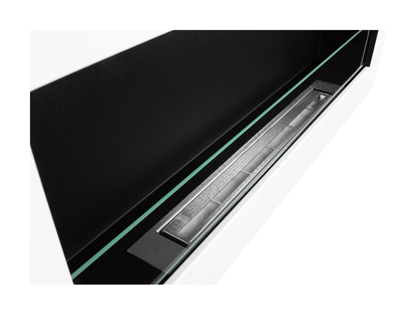 Wand-Biokamin mit Glas 900x400 Box Weiß Strukturiert Matt - IgnisLumina.ch