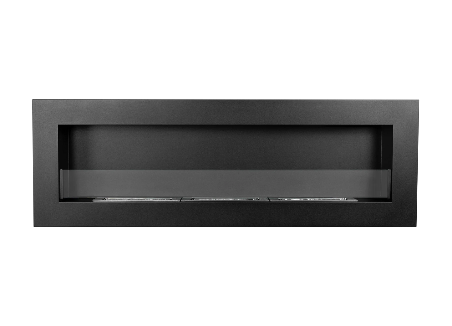Wand-Biokamin mit Glas 1200x400 Box Schwarz Strukturiert Matt - IgnisLumina.ch
