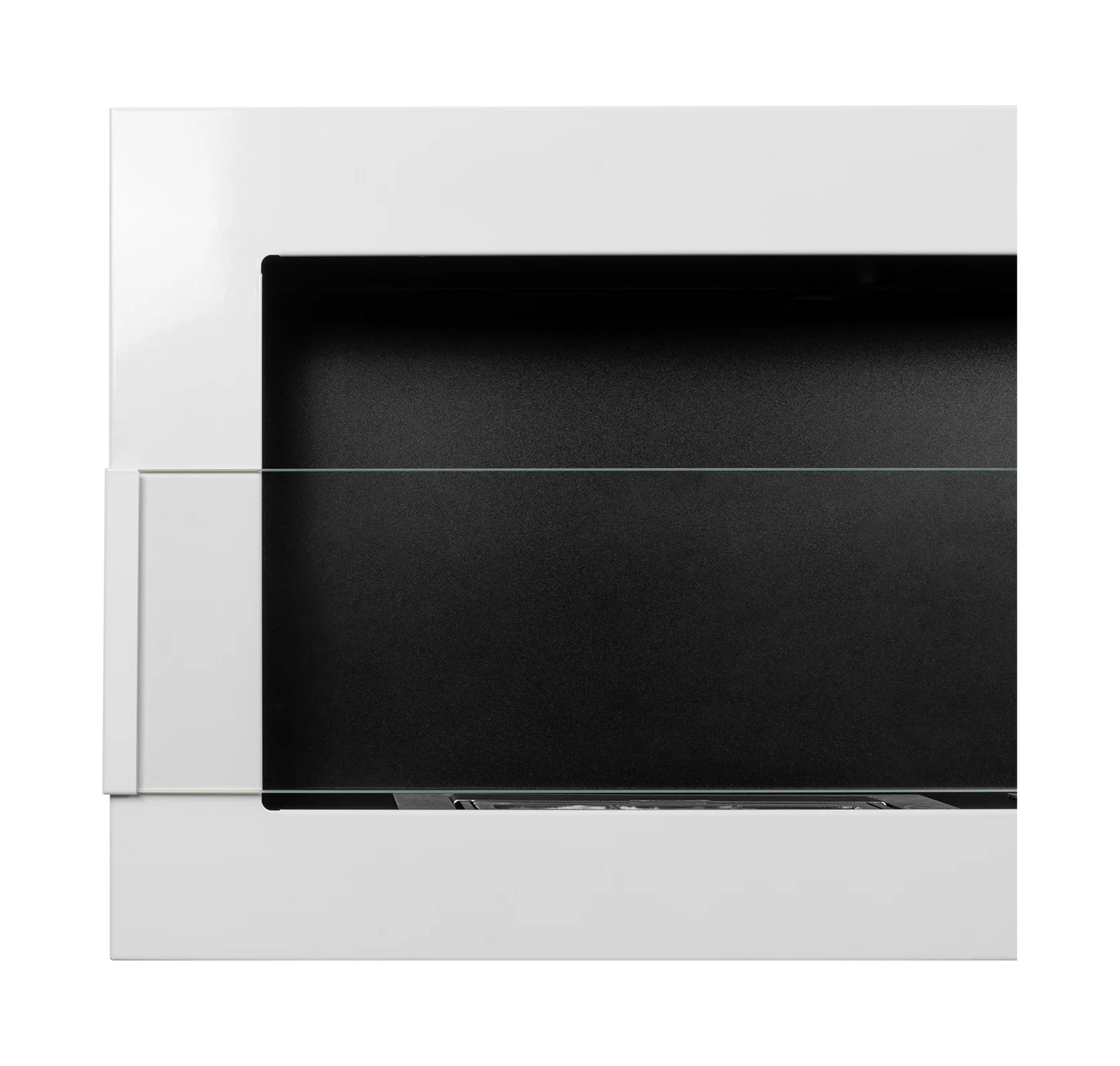 Wand-Biokamin 1200x400 Weiß Hochglanz mit Glas - IgnisLumina.ch