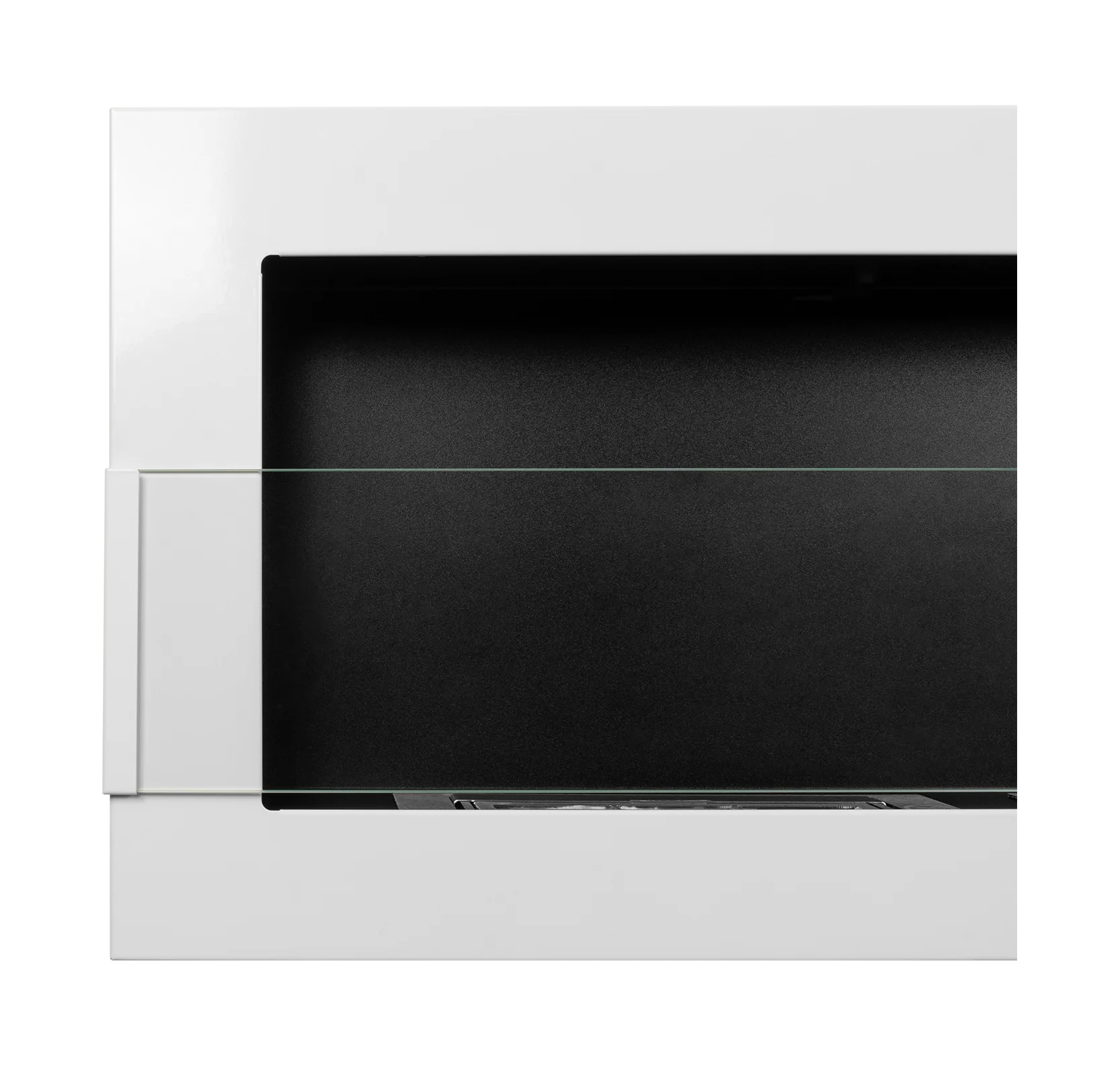 Wand-Biokamin 1200x400 Weiß Hochglanz mit Glas - IgnisLumina.ch