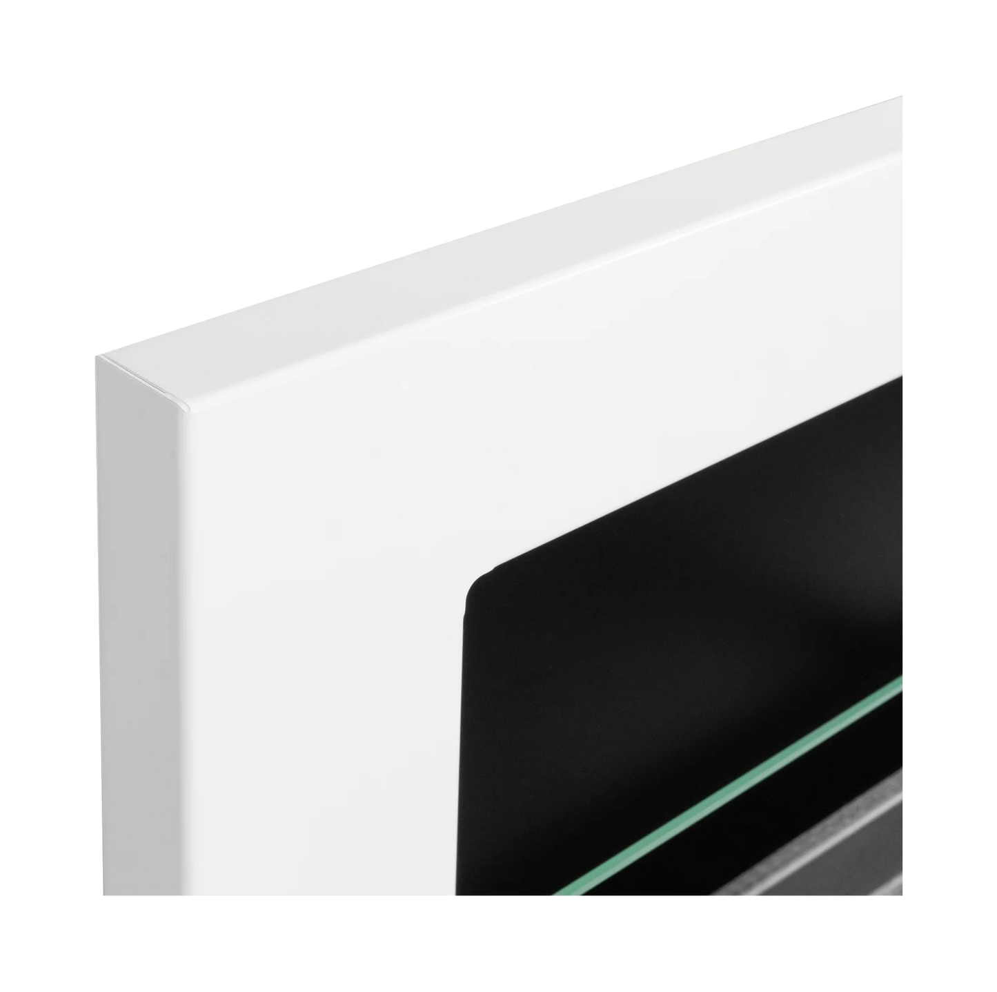 Wand-Biokamin 1200x400 Weiß Hochglanz mit Glas - IgnisLumina.ch