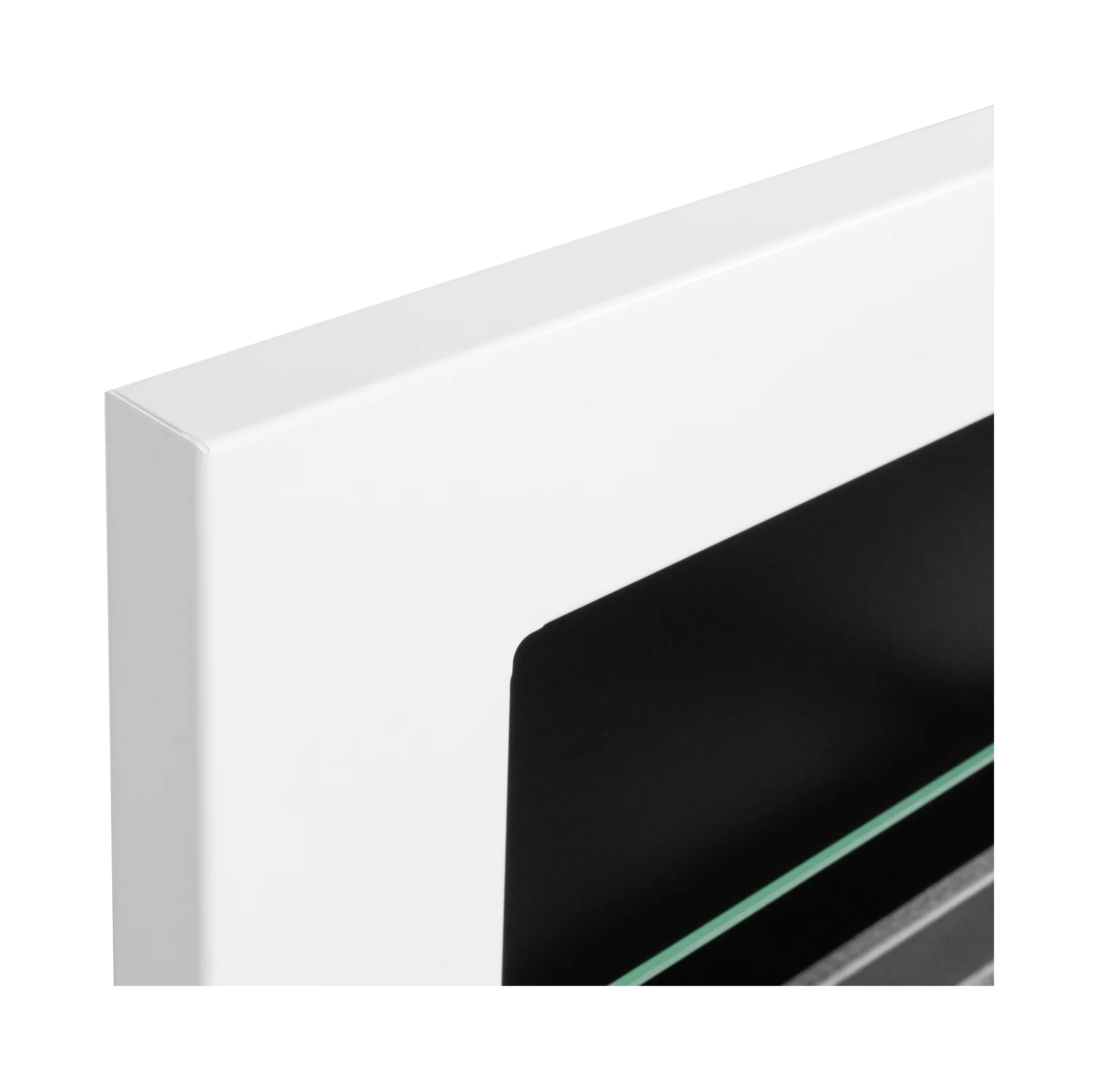 Wand-Biokamin 1200x400 Weiß Hochglanz mit Glas - IgnisLumina.ch