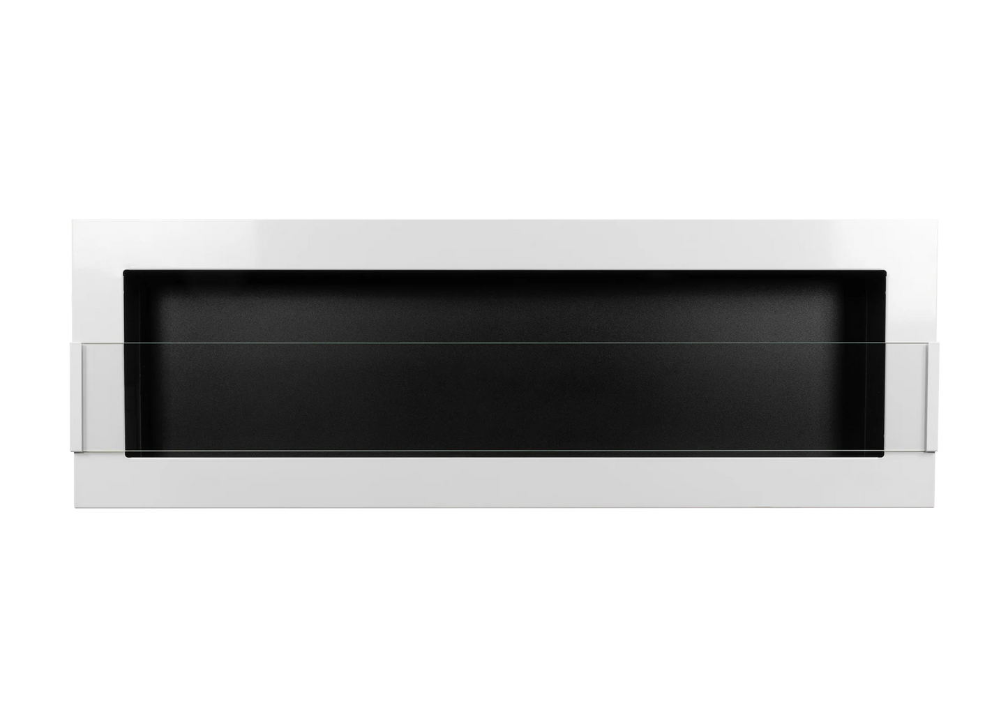 Wand-Biokamin 1200x400 Weiß Hochglanz mit Glas - IgnisLumina.ch