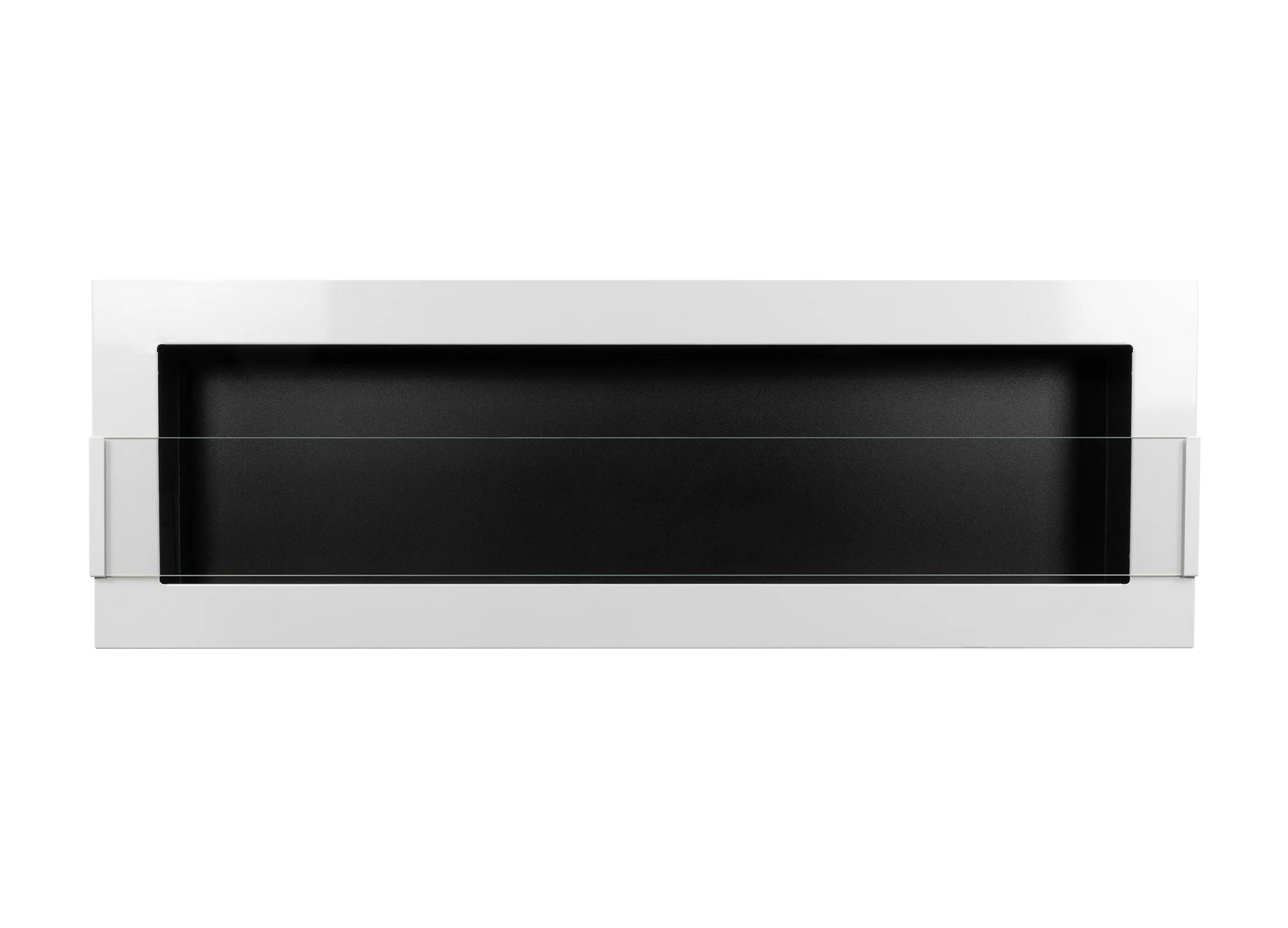 Wand-Biokamin 1200x400 Weiß Hochglanz mit Glas - IgnisLumina.ch