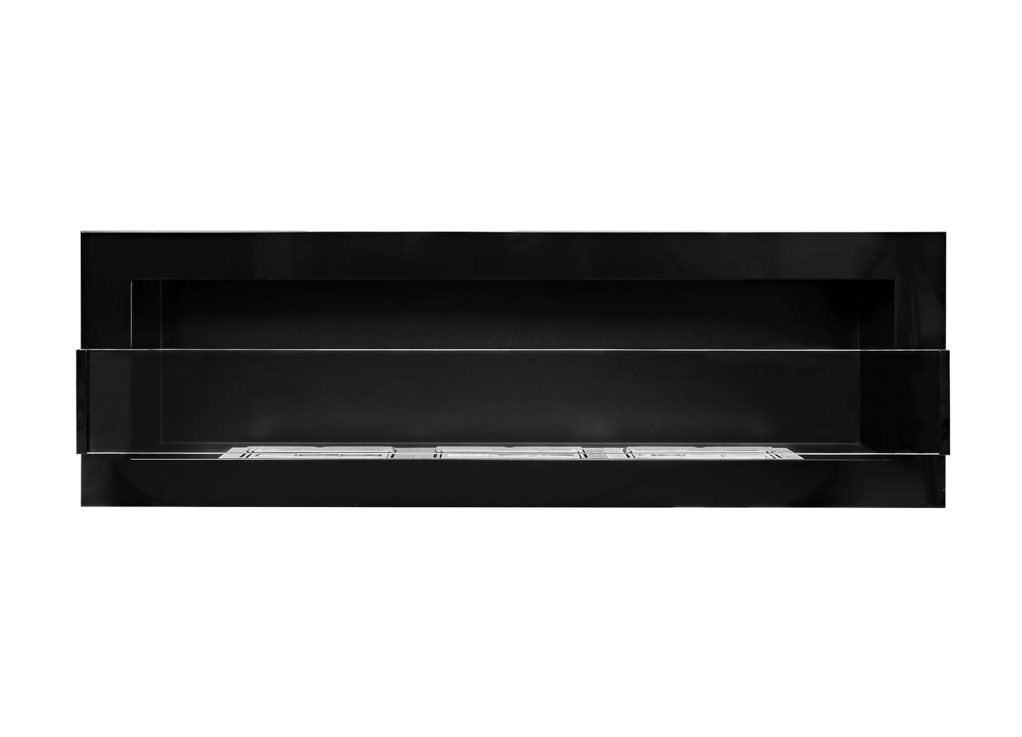 Wand-Biokamin mit Glas 1200x400 Schwarz Hochglanz - IgnisLumina.ch
