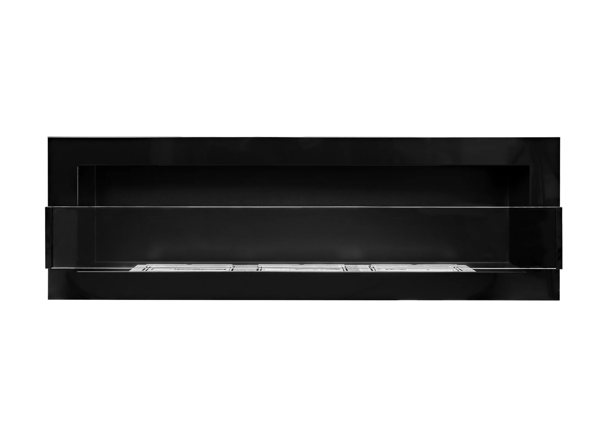 Wand-Biokamin mit Glas 1200x400 Schwarz Hochglanz - IgnisLumina.ch