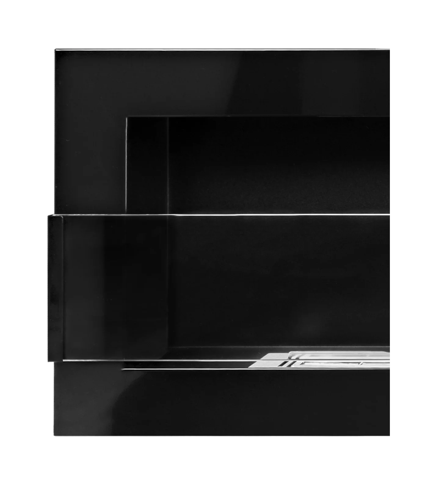 Wand-Biokamin mit Glas 1200x400 Schwarz Hochglanz - IgnisLumina.ch