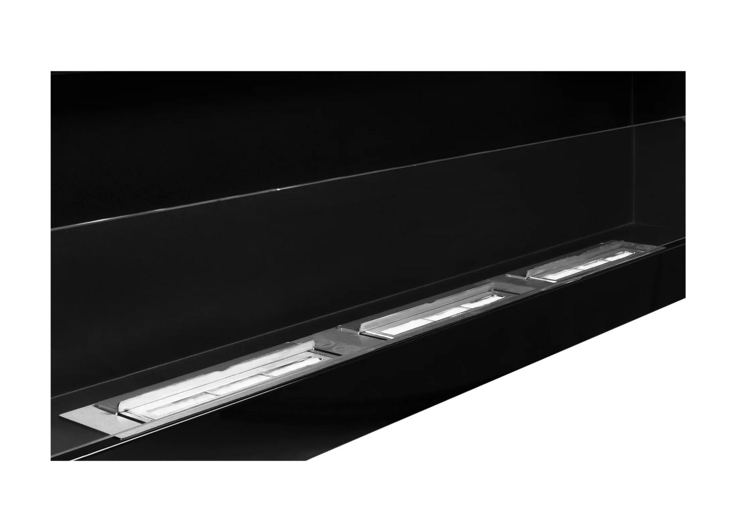 Wand-Biokamin mit Glas 1200x400 Schwarz Hochglanz - IgnisLumina.ch