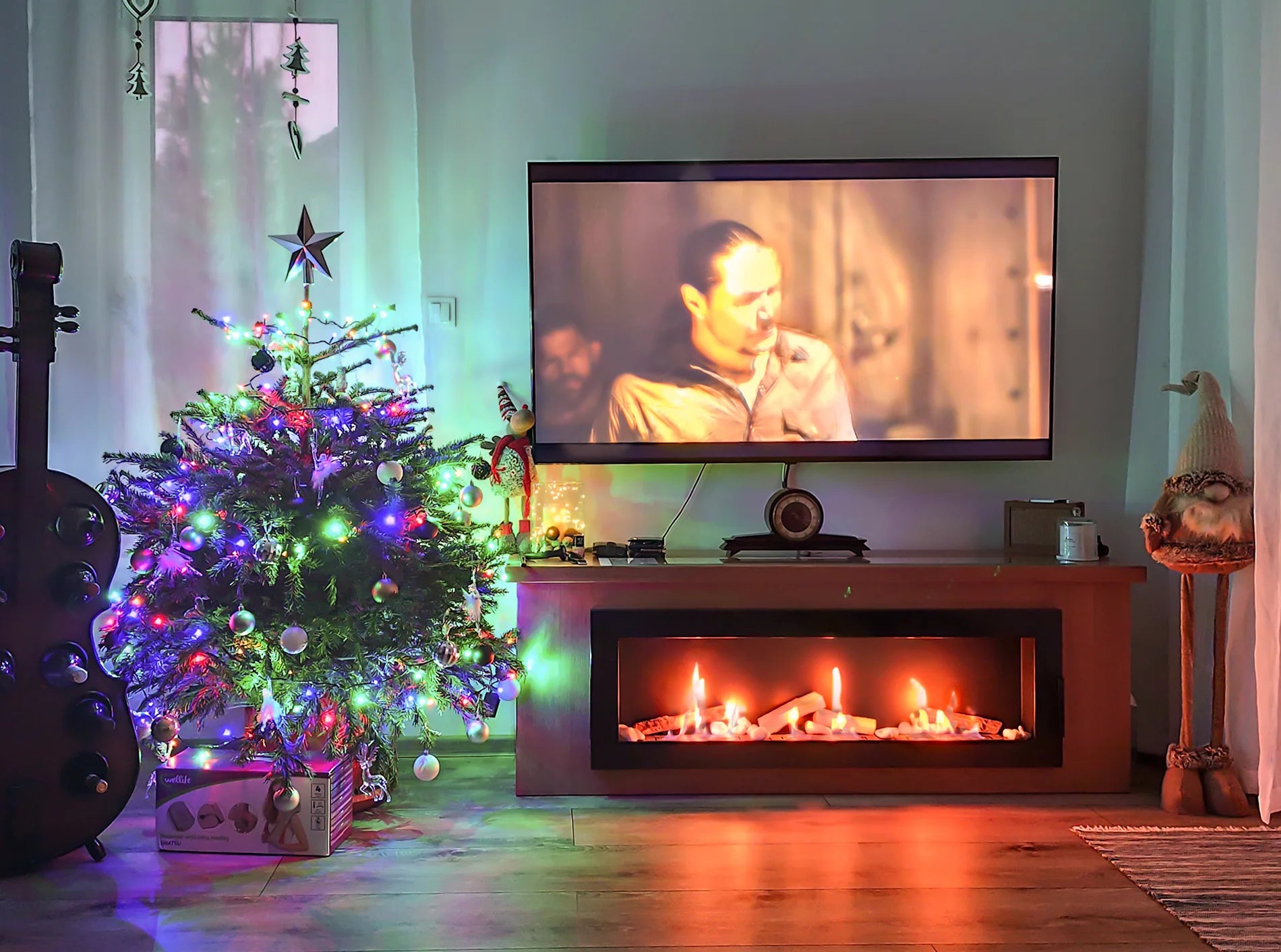 Wand-Biokamin mit Glas 1200x400 Schwarz Hochglanz - IgnisLumina.ch