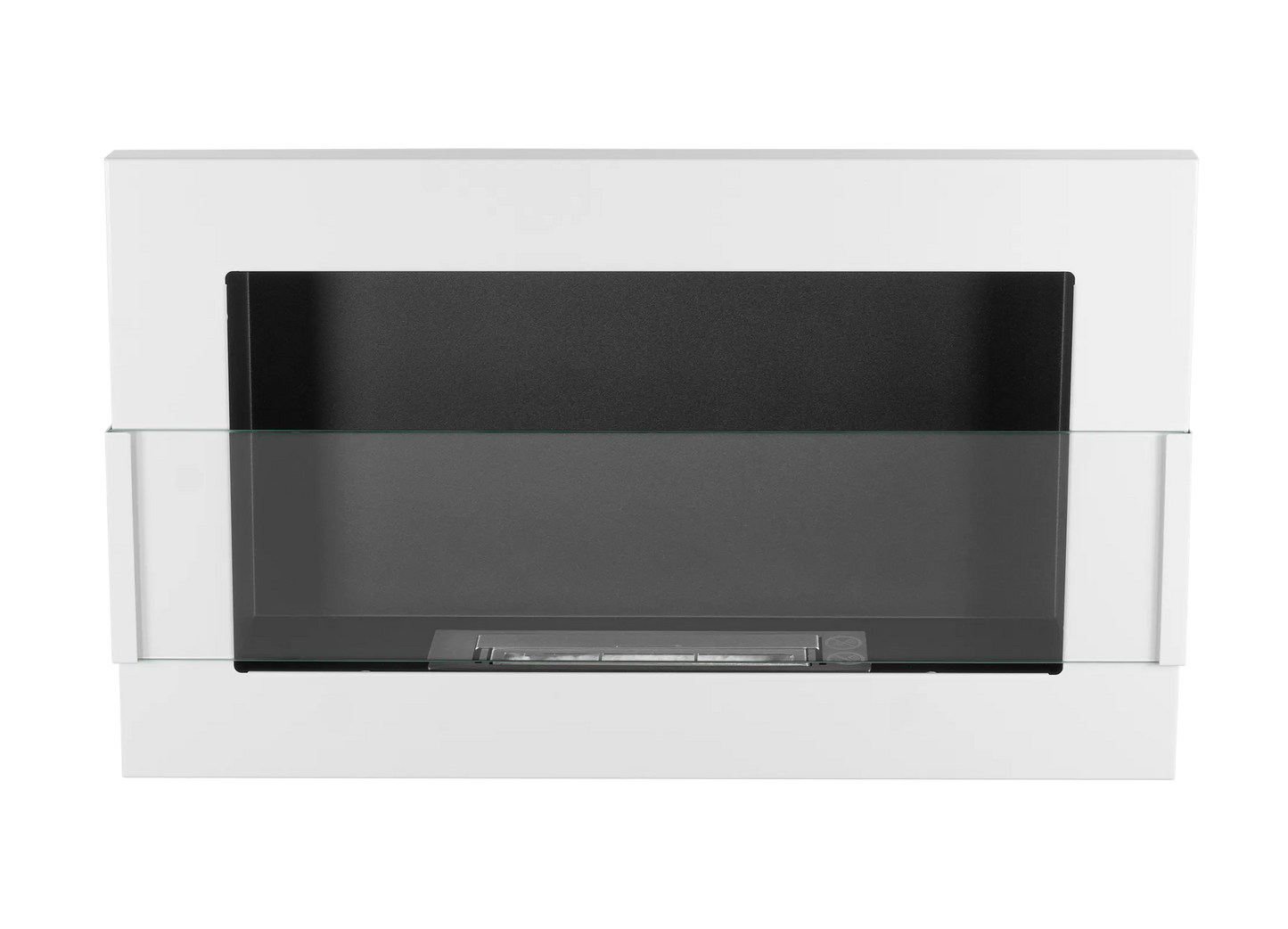 Wand-Biokamin mit Glas 650x400 Weiß Hochglanz - IgnisLumina.ch