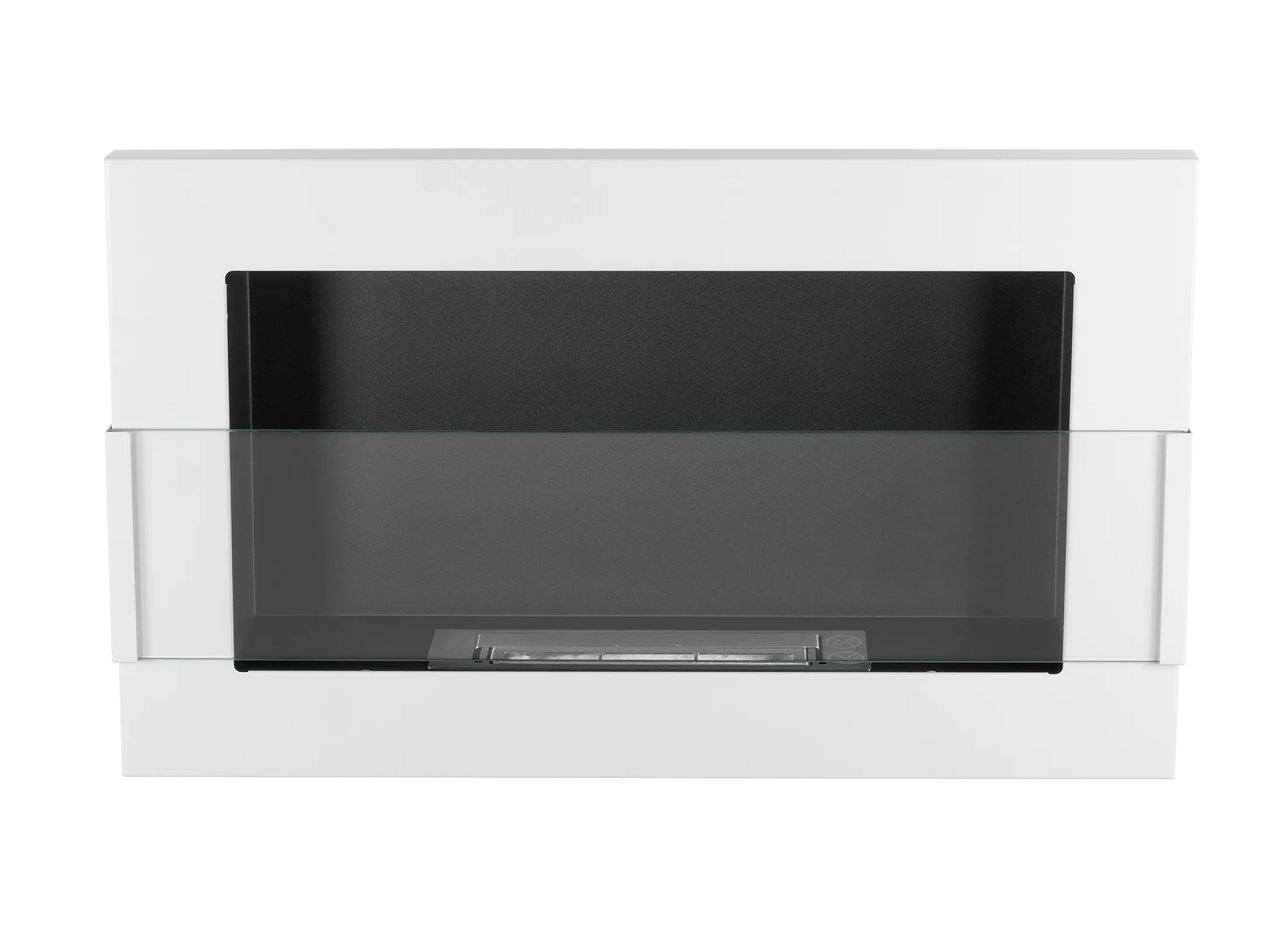 Wand-Biokamin mit Glas 650x400 Weiß Hochglanz - IgnisLumina.ch