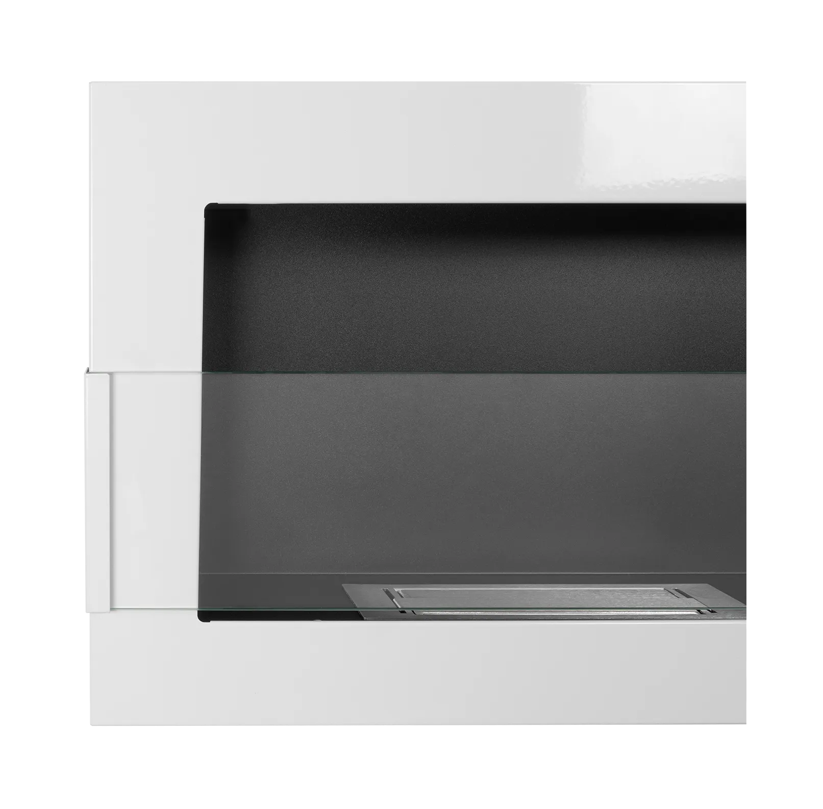 Wand-Biokamin mit Glas 650x400 Weiß Hochglanz - IgnisLumina.ch