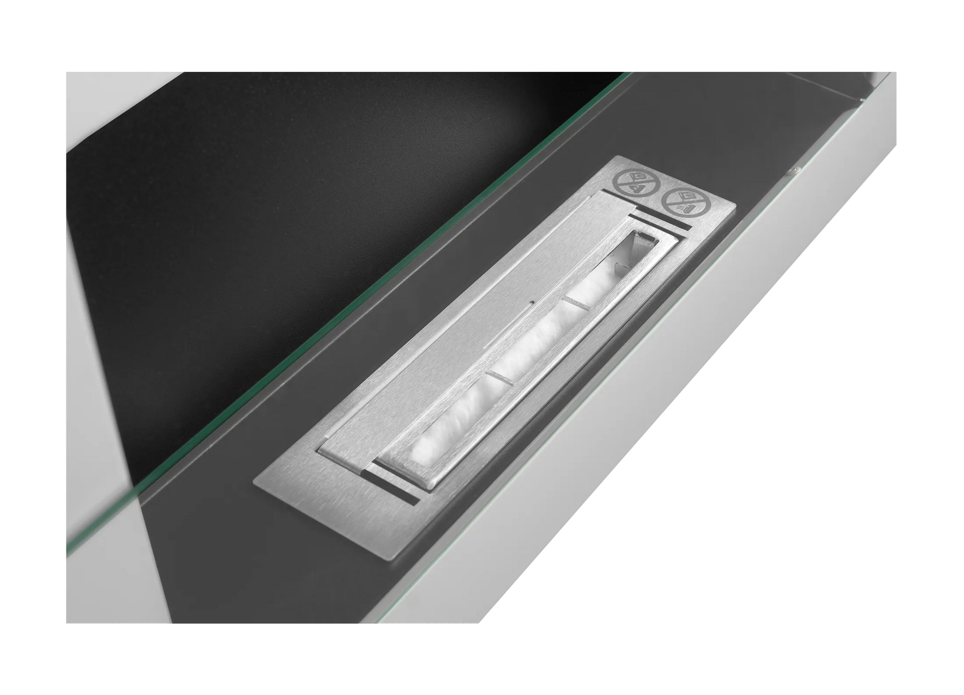 Wand-Biokamin mit Glas 650x400 Weiß Hochglanz - IgnisLumina.ch