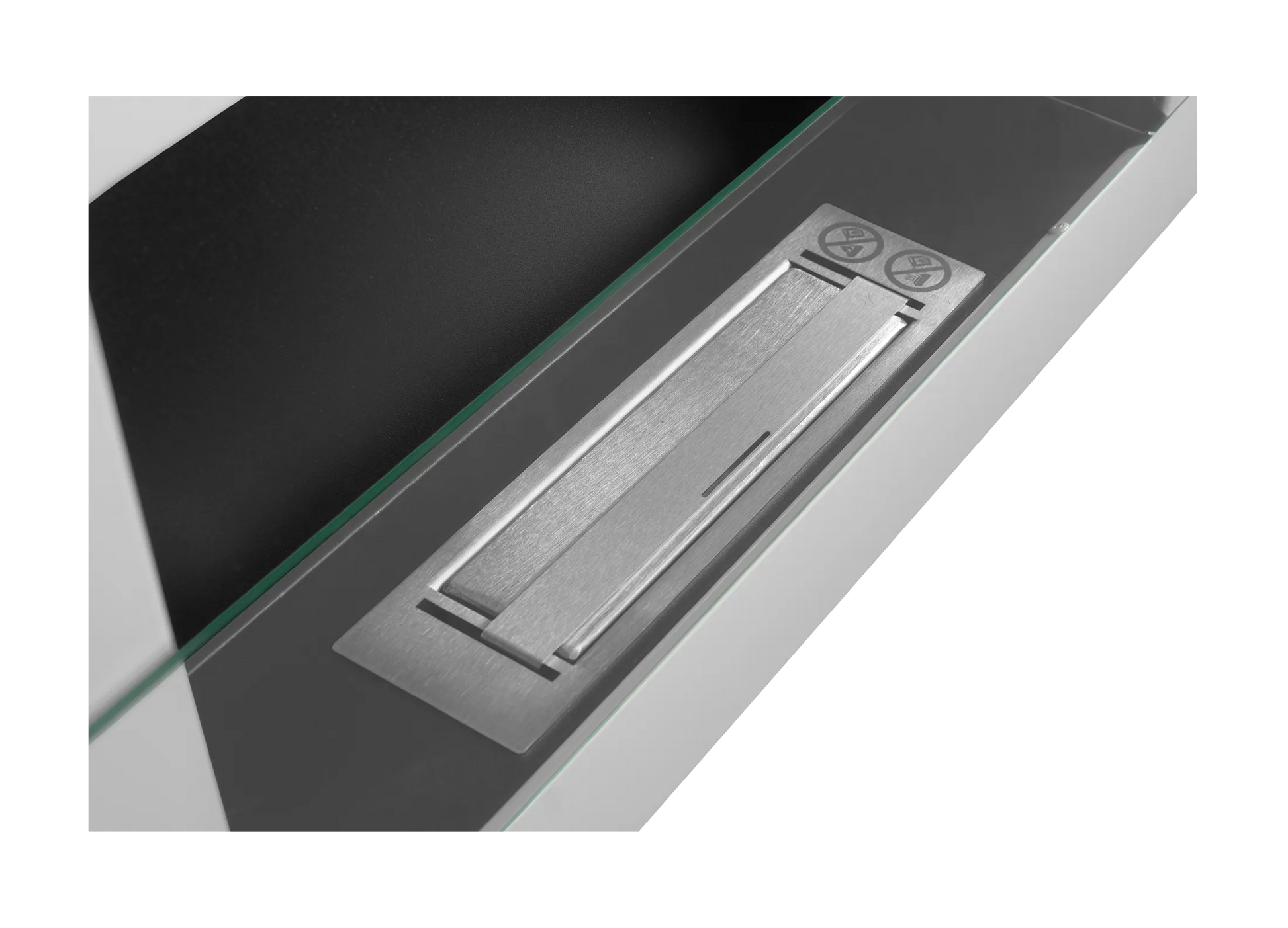 Wand-Biokamin mit Glas 650x400 Weiß Hochglanz - IgnisLumina.ch